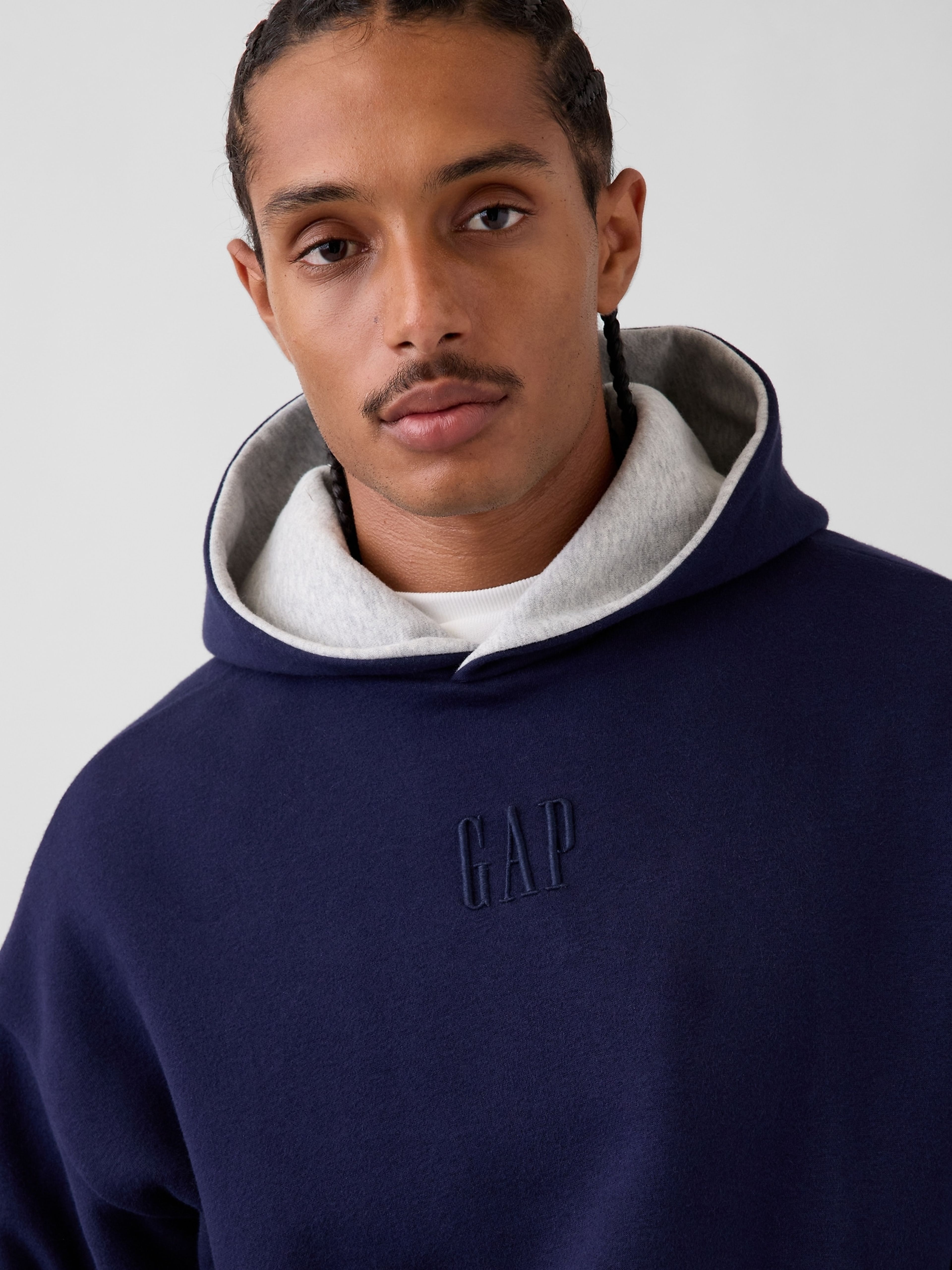 Oversize kifordítható pulóver VintageSoft unisex logóval - 004