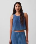 Muslinowy top-Granatowy - 001