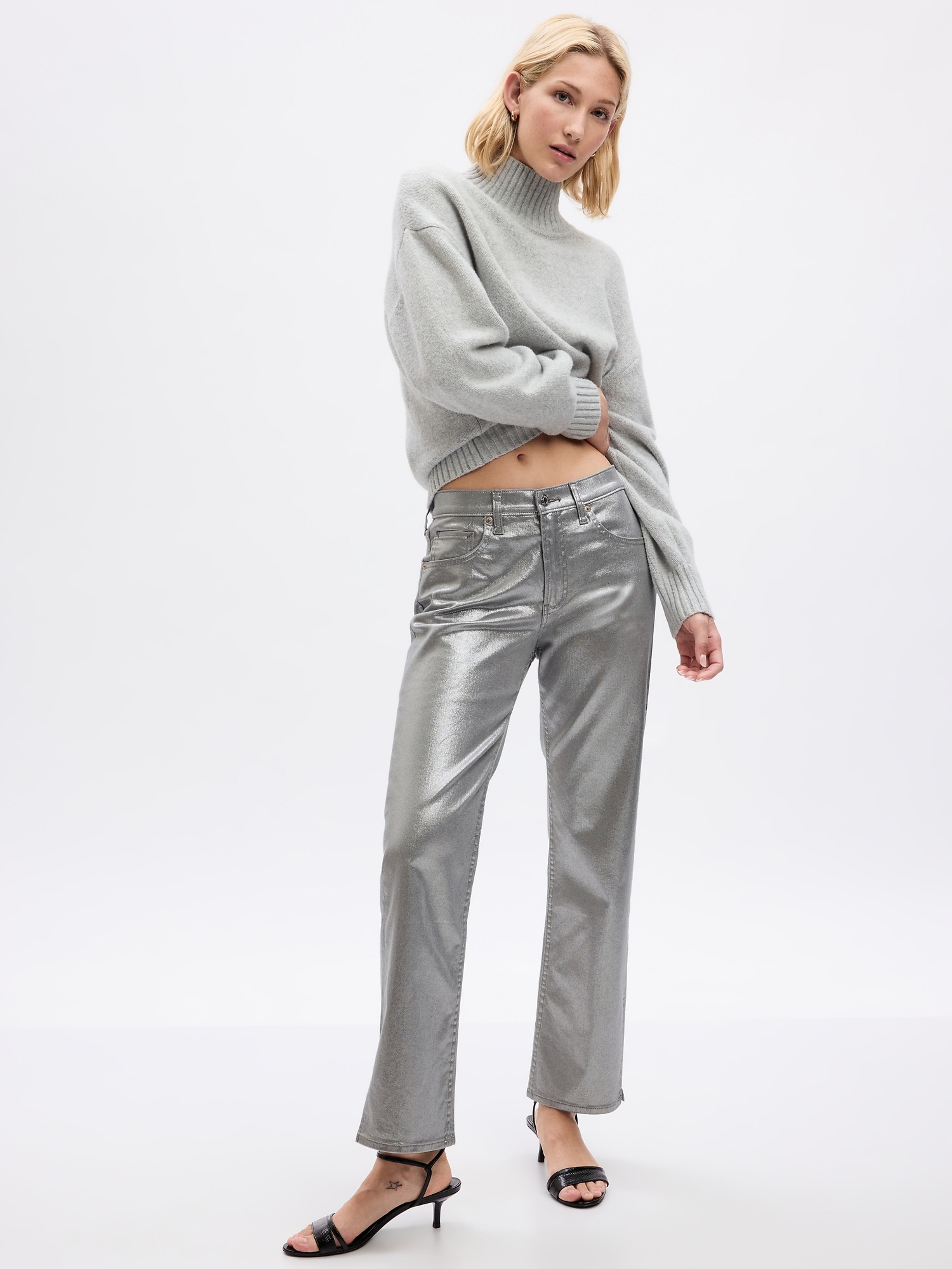 Blugi metalici loose Mid Rise '90s