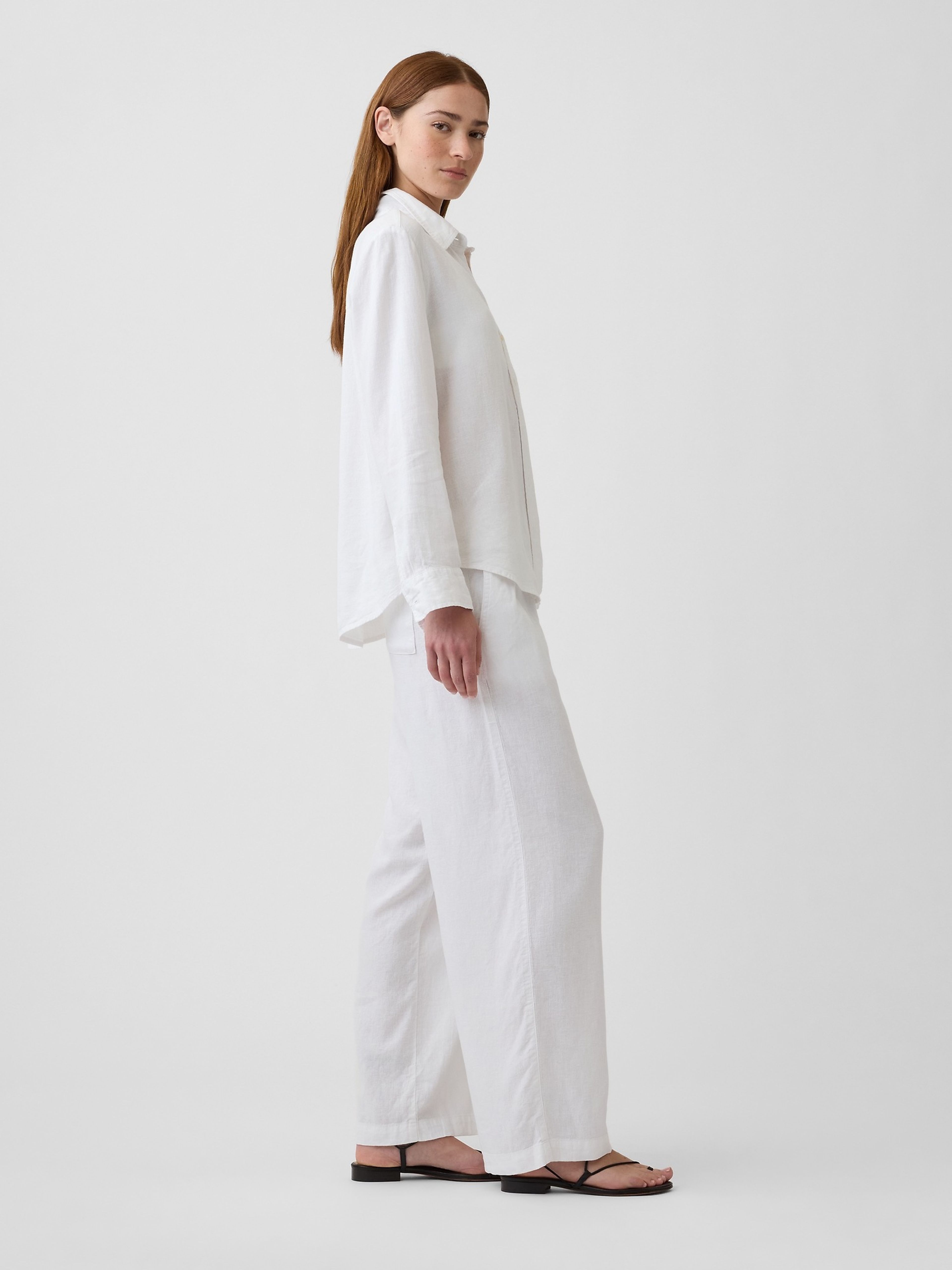Wide-Leg nadrág lenkeverékből - 003