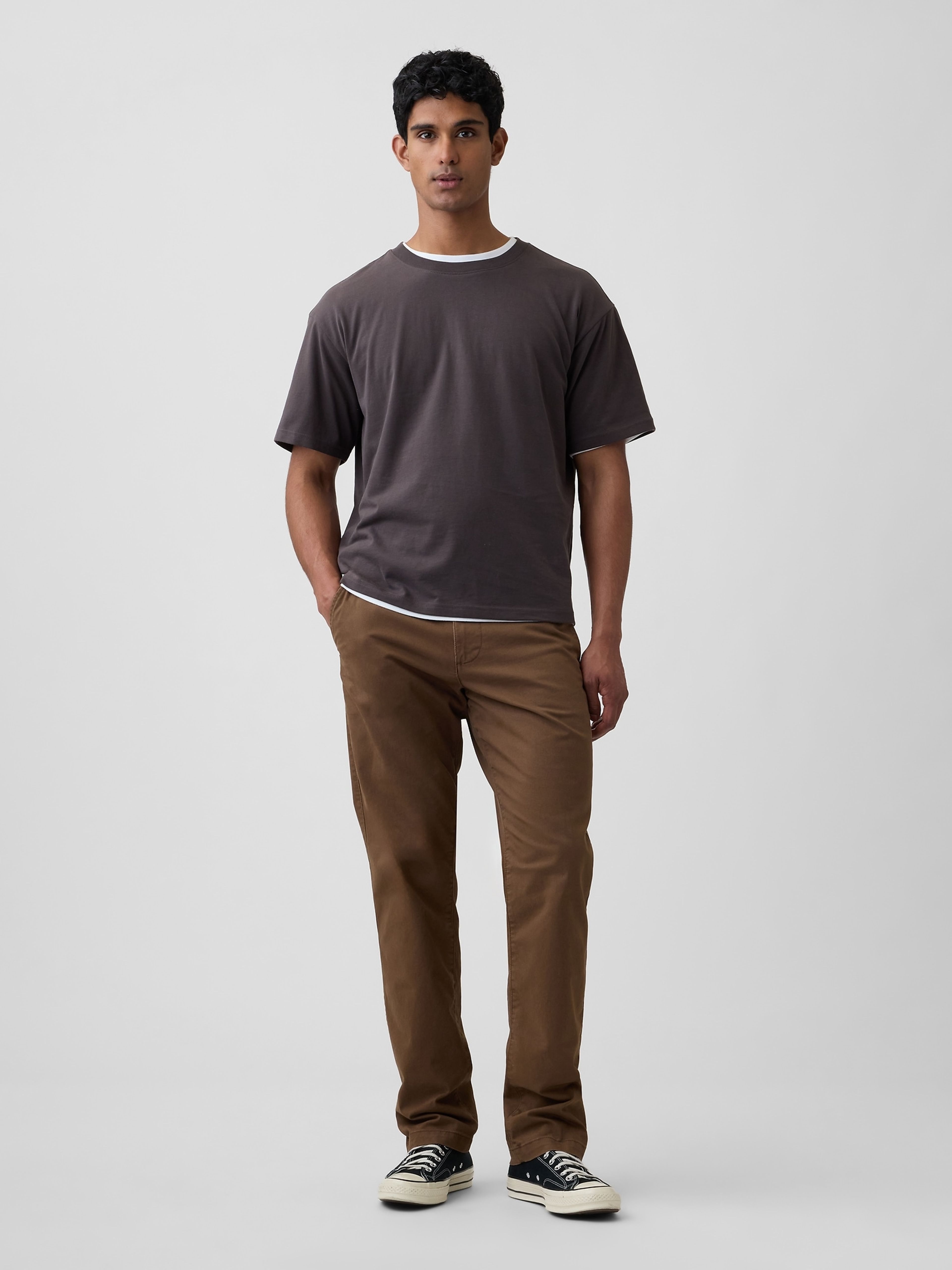 Khaki kalhoty Straight GapFlex - 001