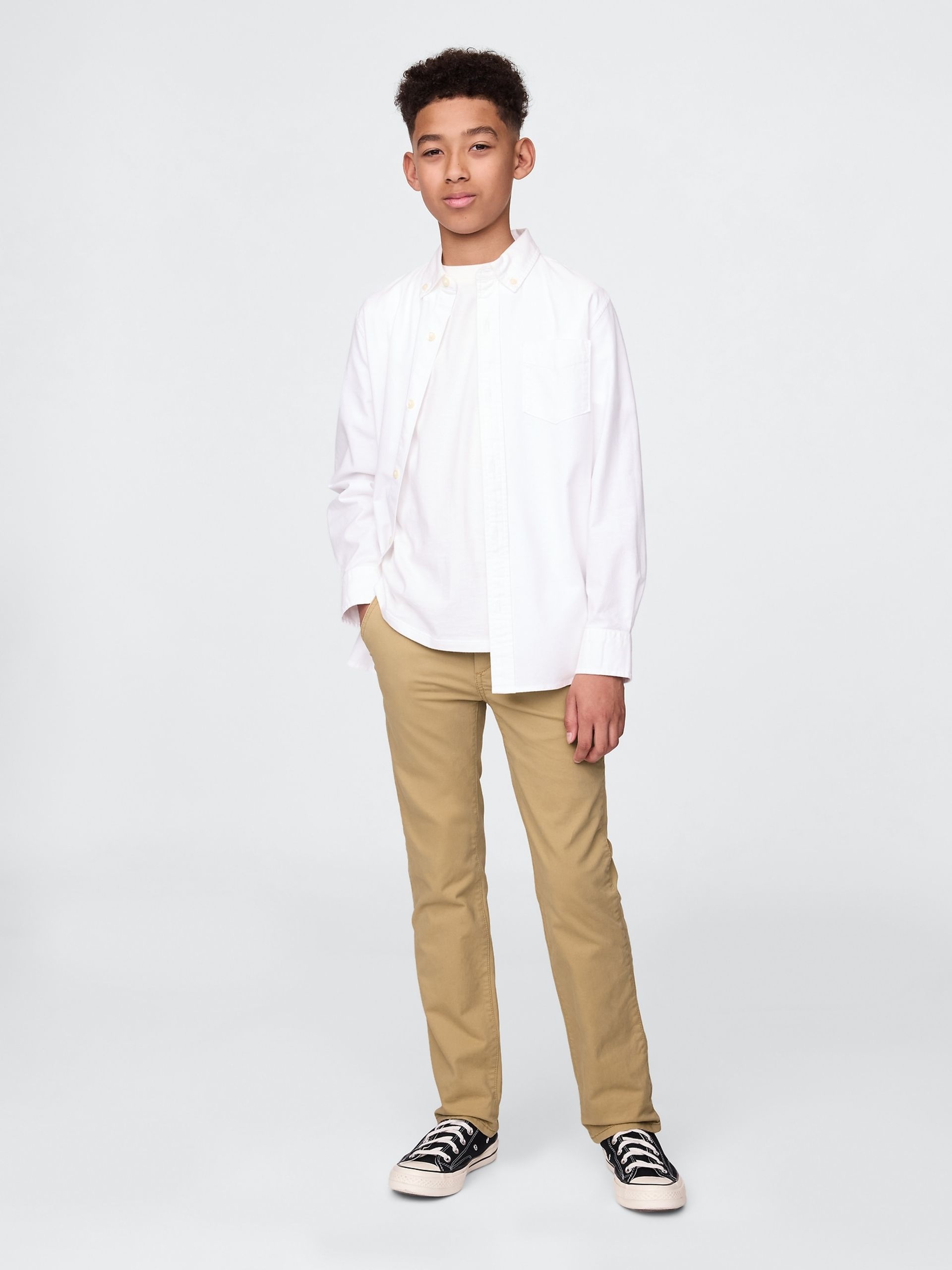 Spodnie dziecięce khaki Straight Stretch - 001