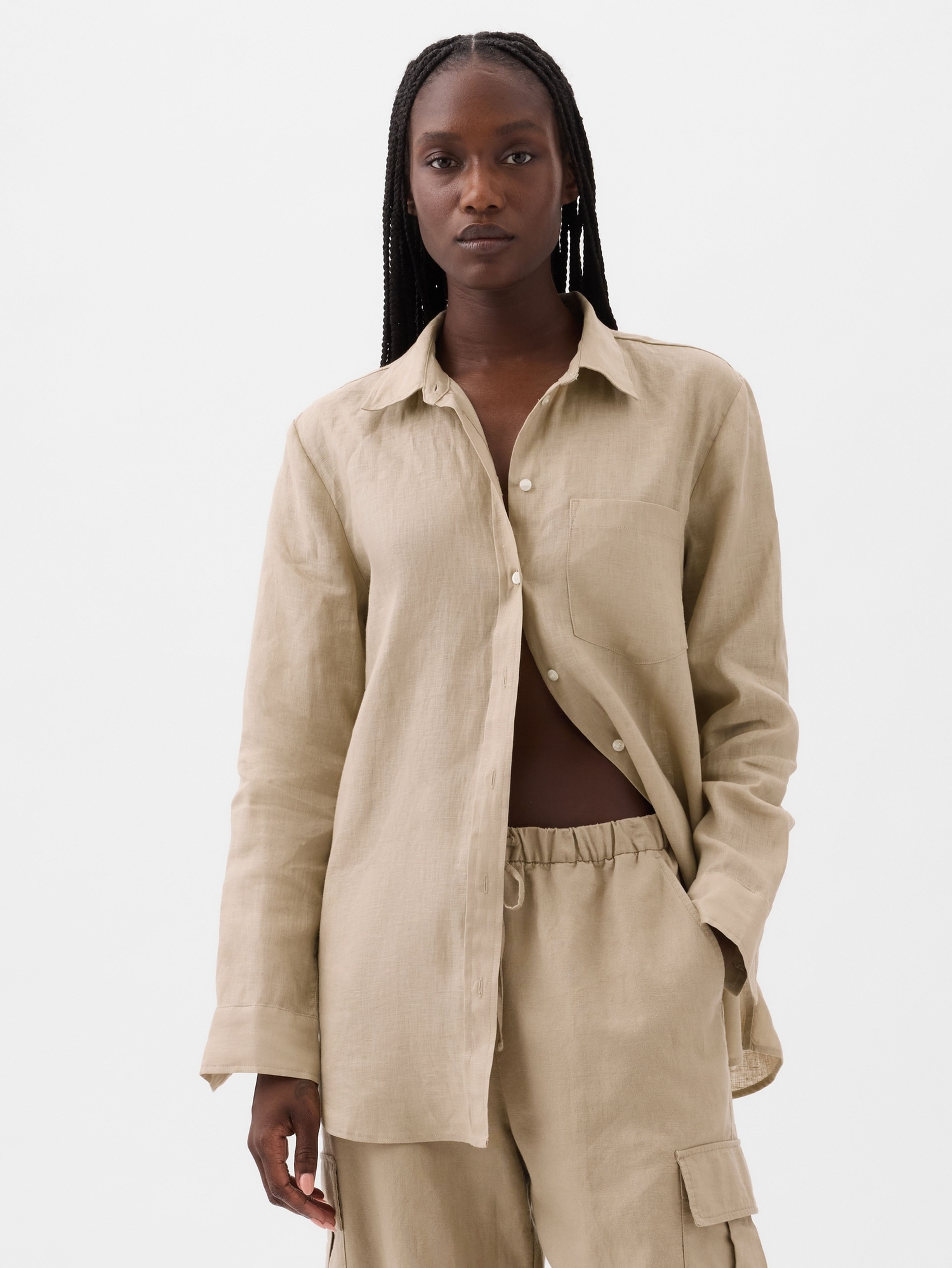 Ľanová košeľa Boyfriend Shirt - 001