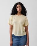 T-shirt z domieszką lnu-Żółty - 004