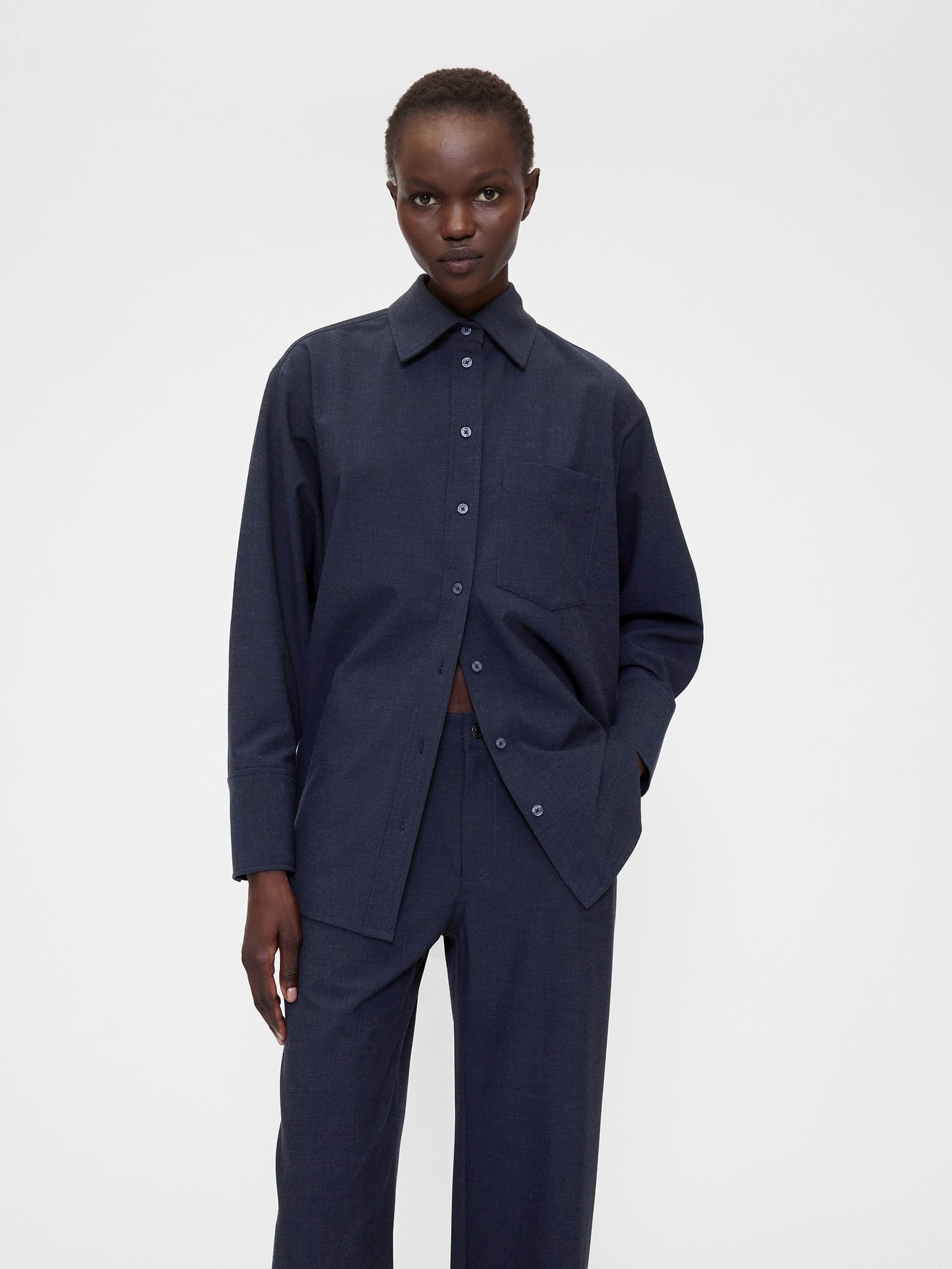 Damen-Oversize-Hemd mit Wollanteil Big Shirt GapStudio by Zac Posen