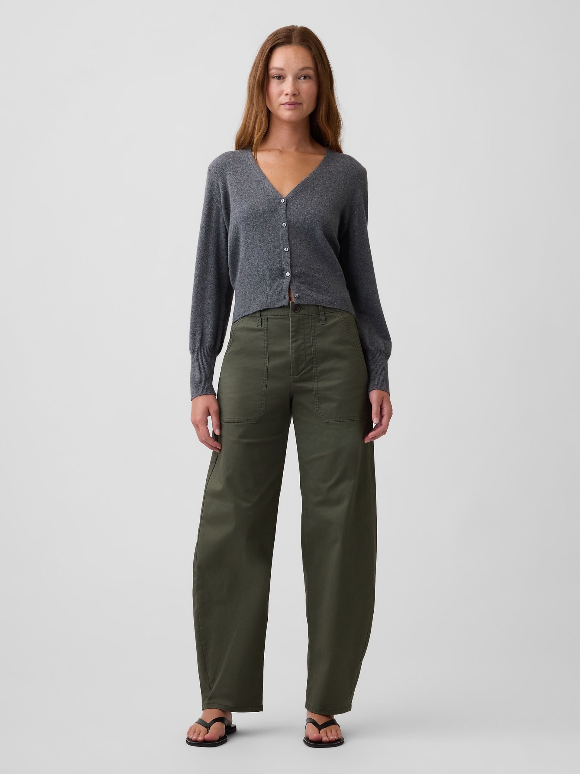 Mid Rise Barrel Khakihose - 001