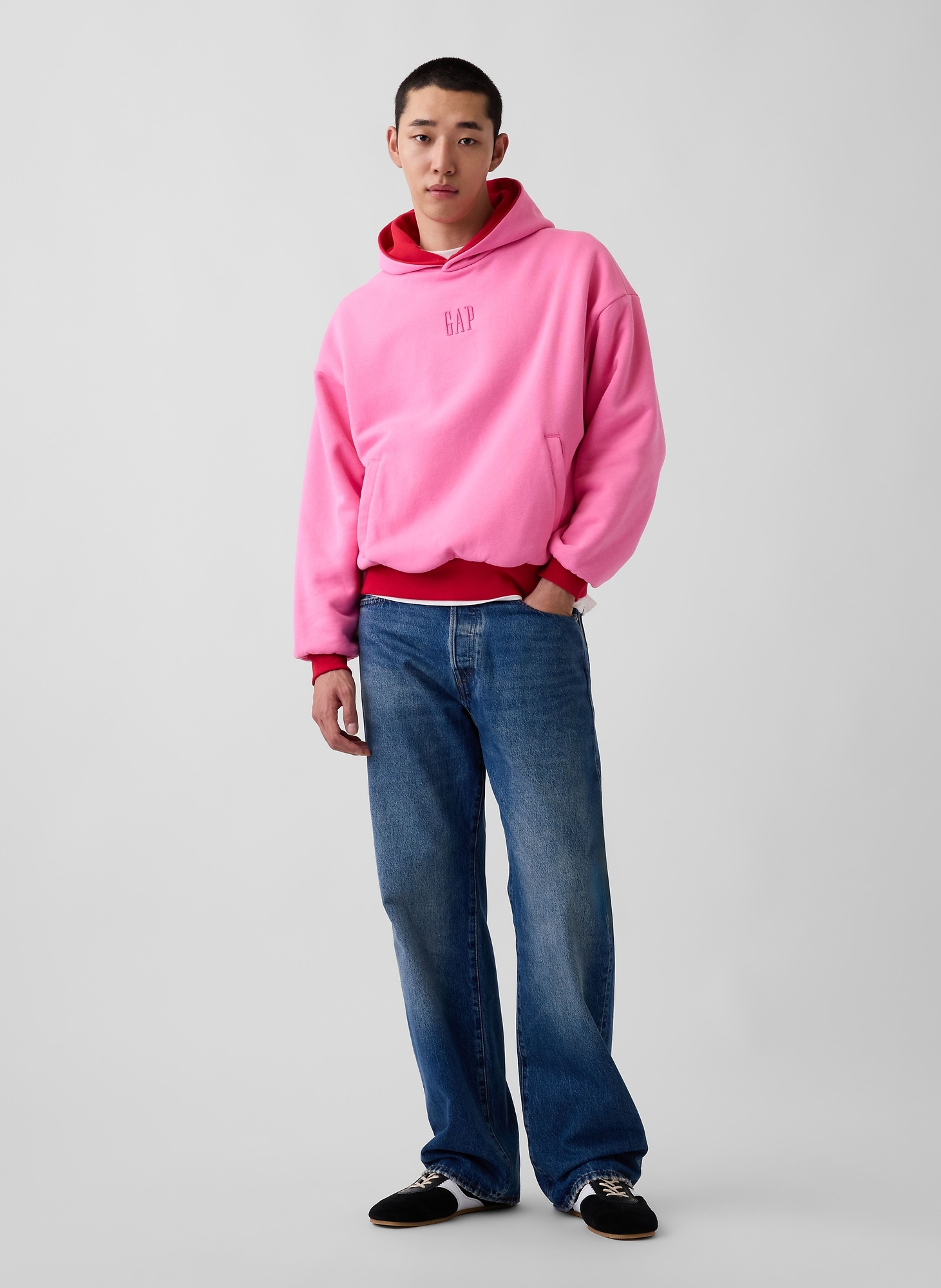 Oversize kifordítható pulóver VintageSoft unisex logóval - 006