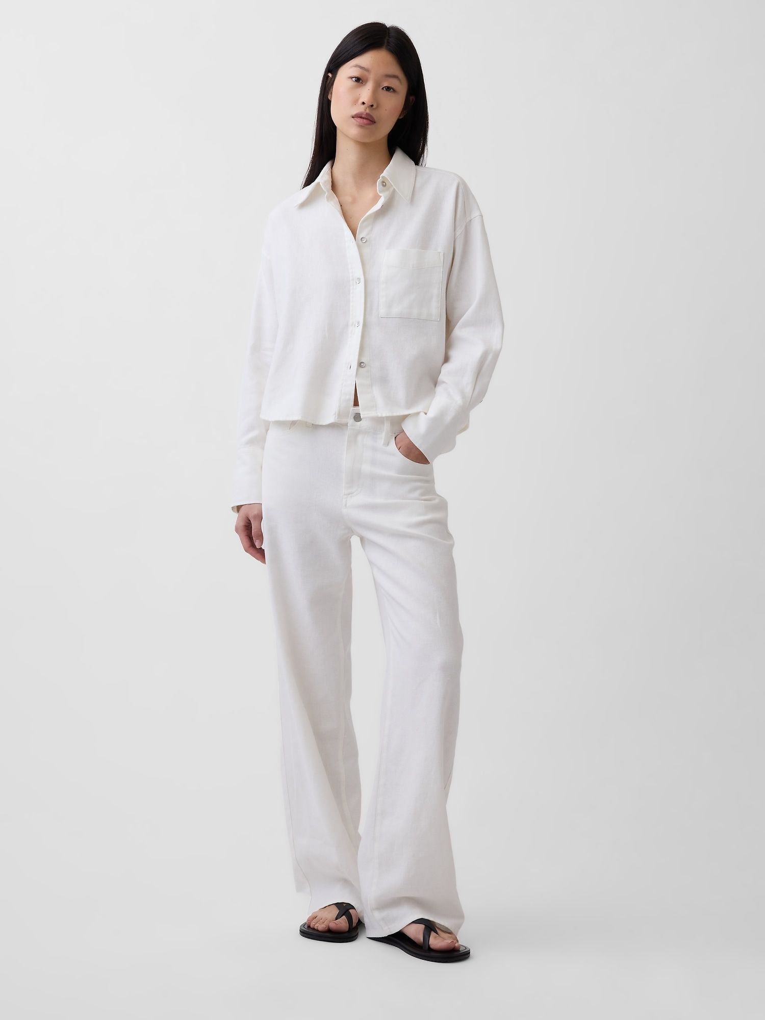 Pantalon Wide en mélange de lin | GAP-france.fr