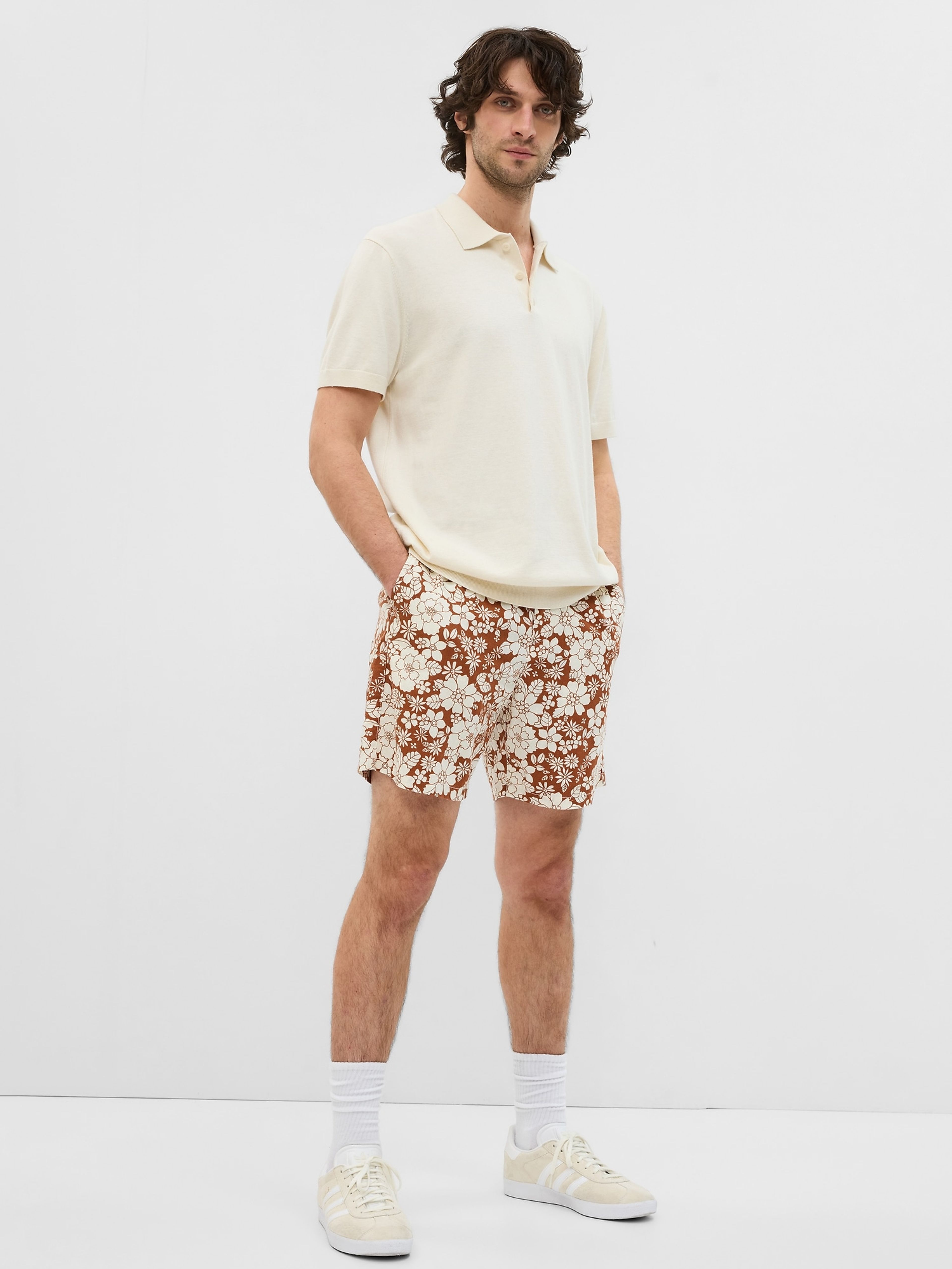 Geblümte Leinen Shorts