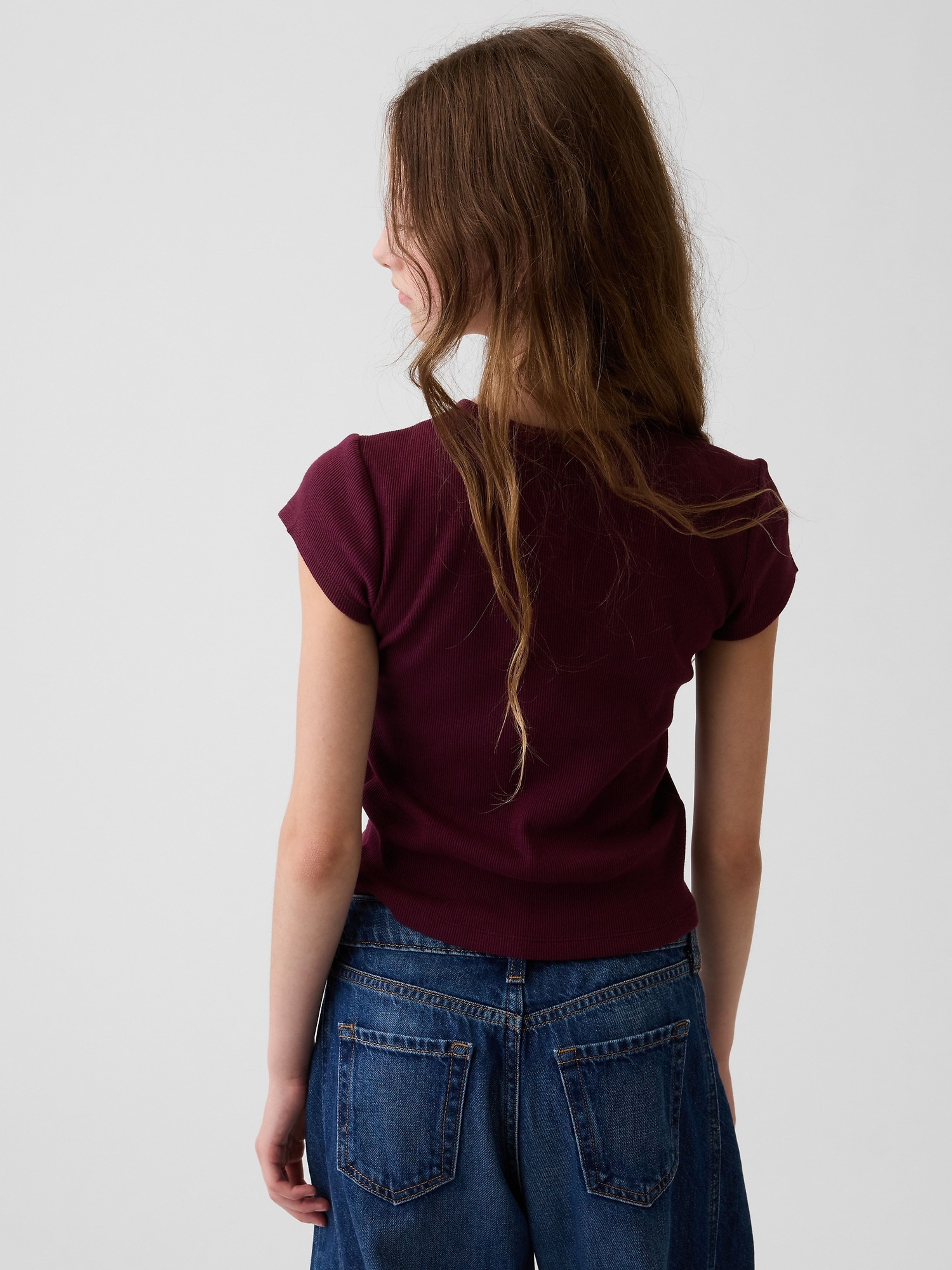 Dziecięcy prążkowany T-shirt - 002
