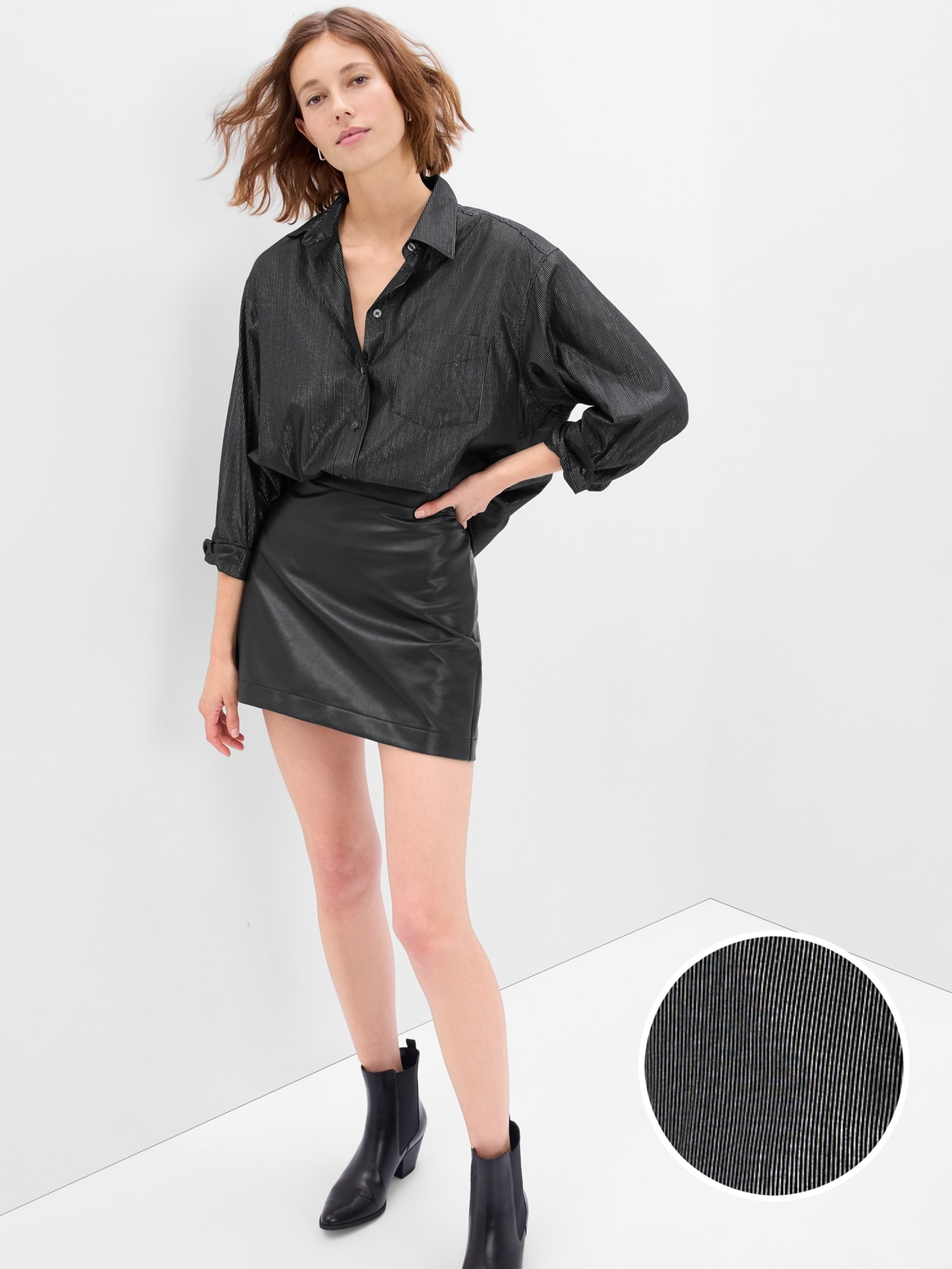 Hemd mit Metallic-Garn Oversize