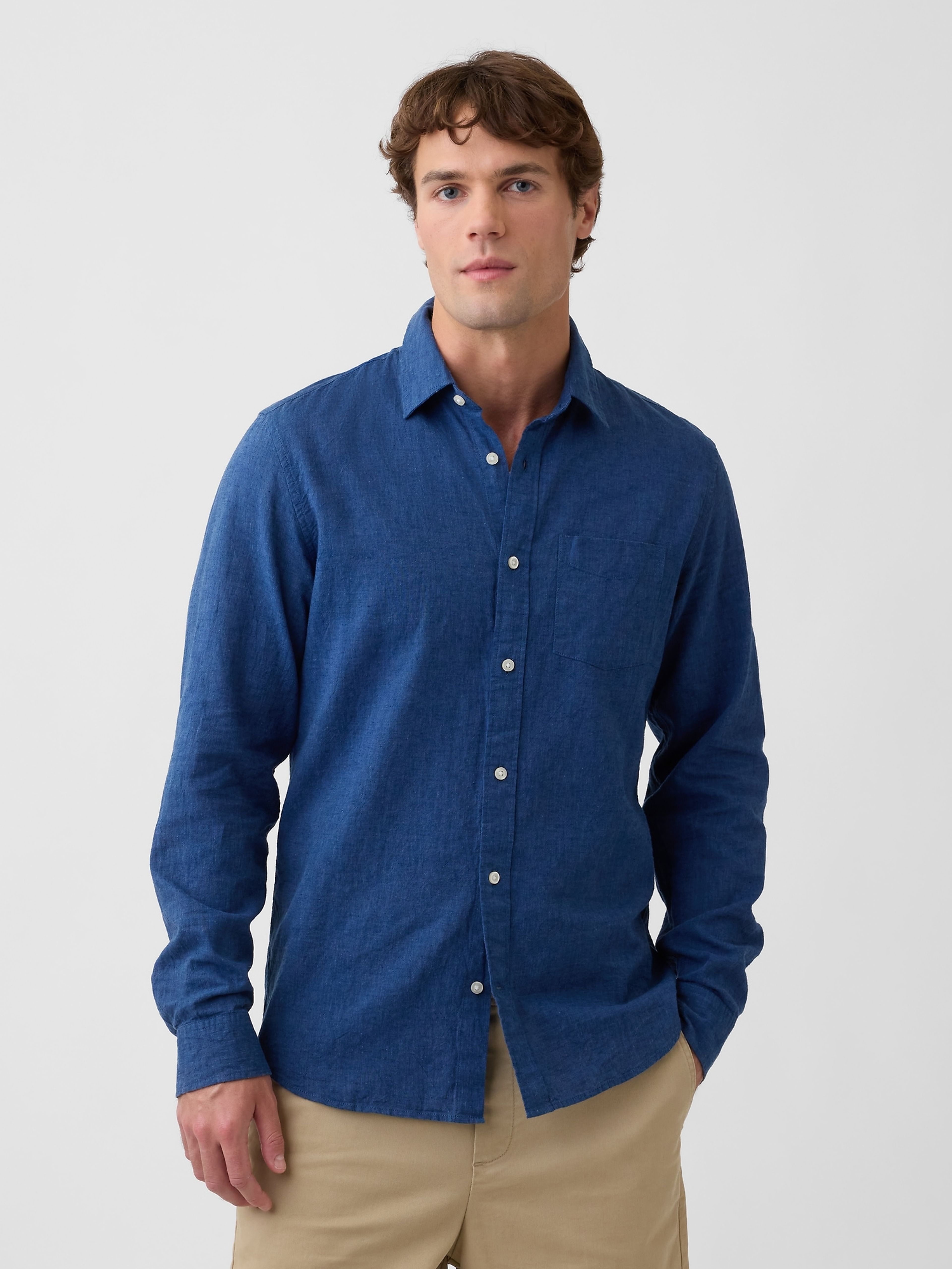 Koszula Standard Fit z domieszką lnu - 001