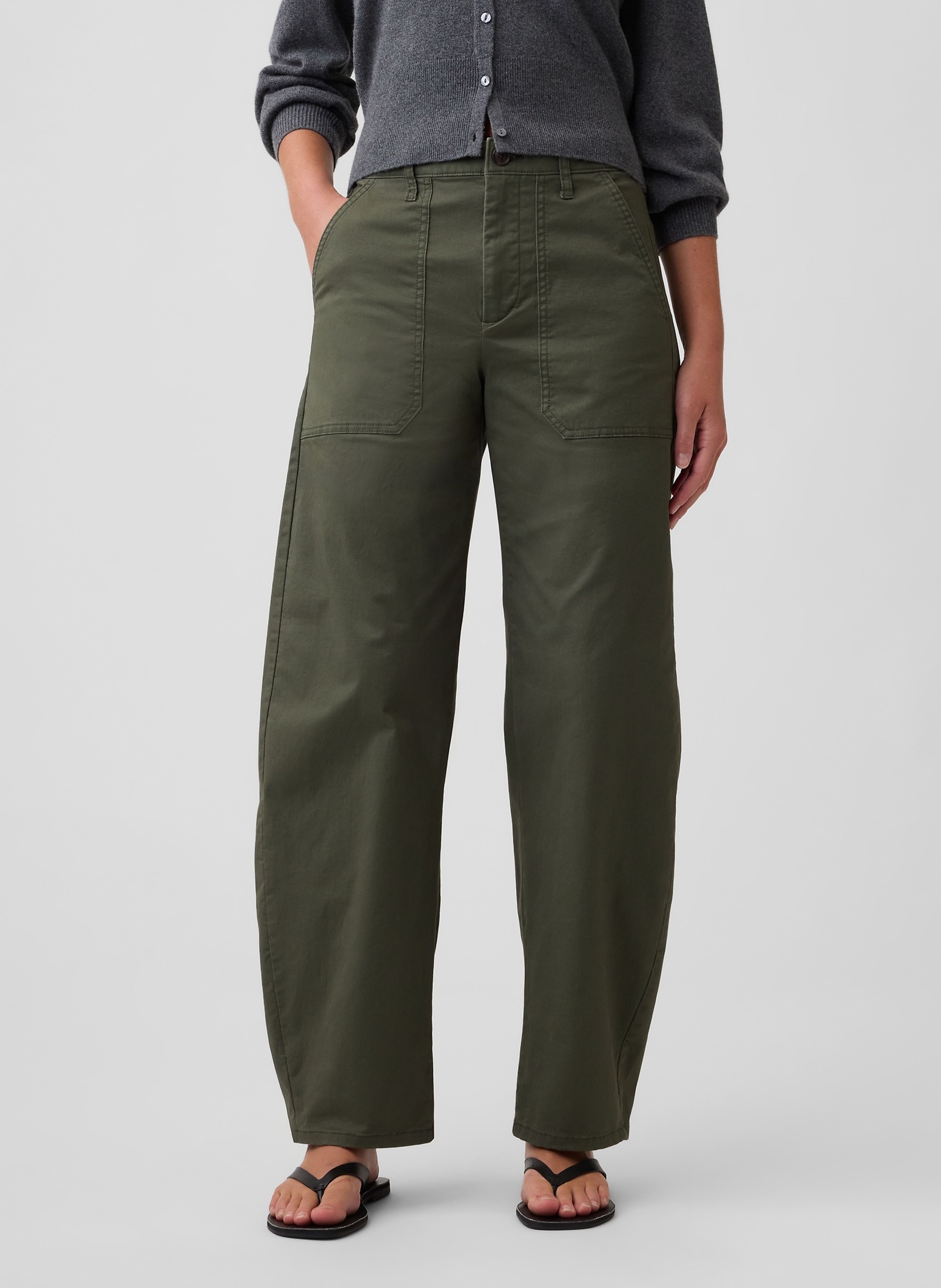 Mid Rise Barrel Khakihose - 002