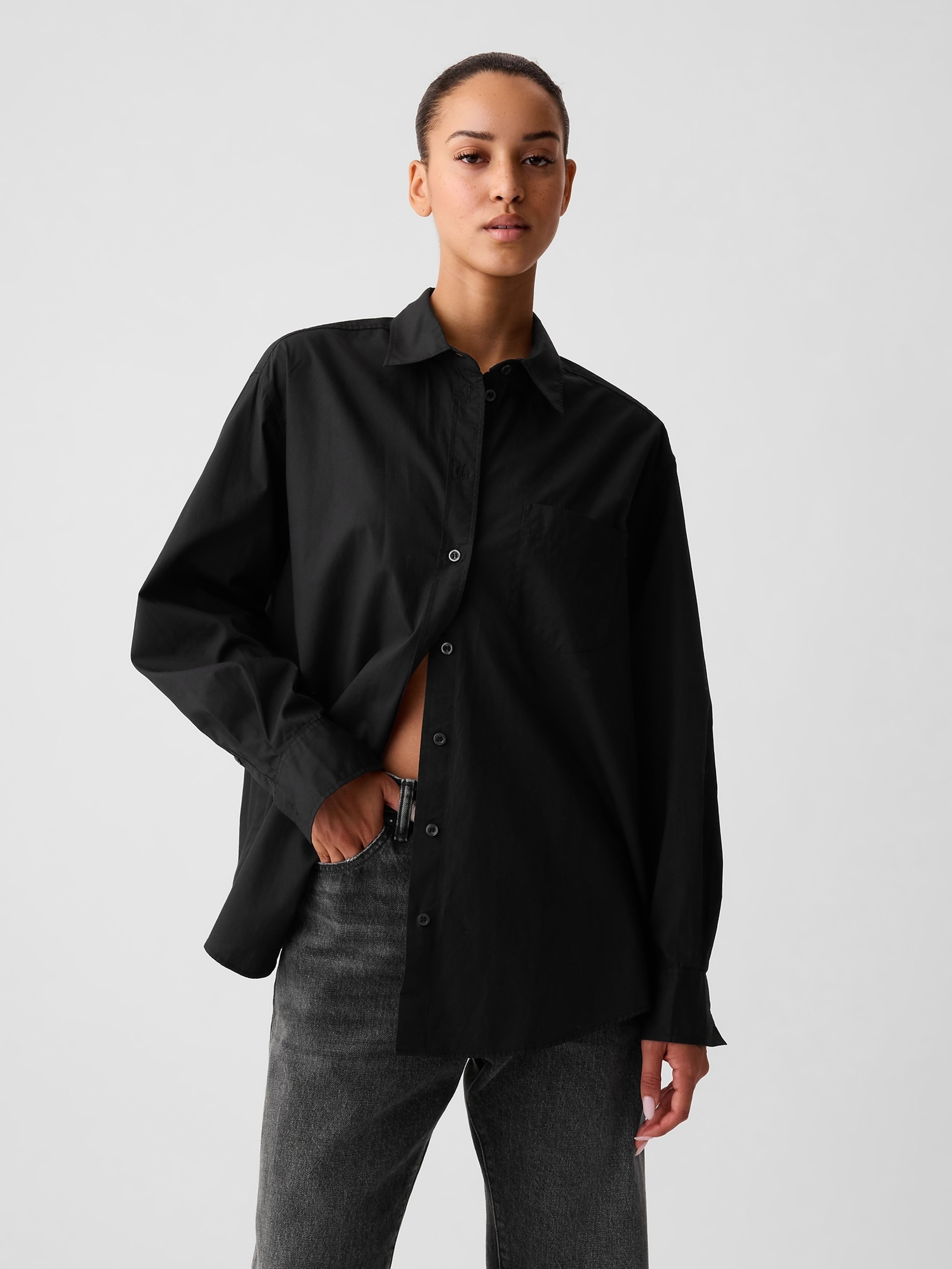 Oversize-Popeline-Hemd Big Shirt