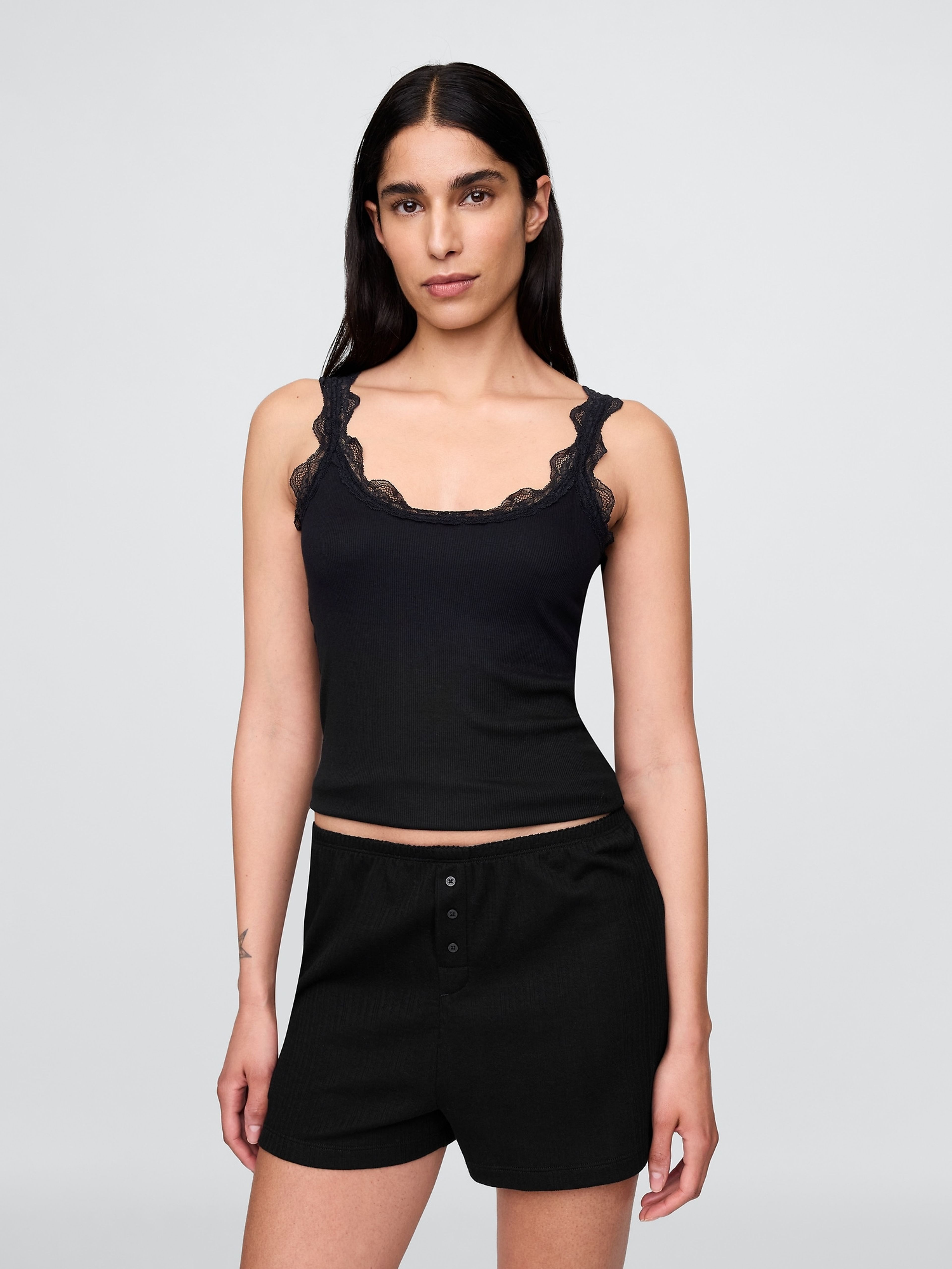 Damen-Pyjama-Top mit Spitze