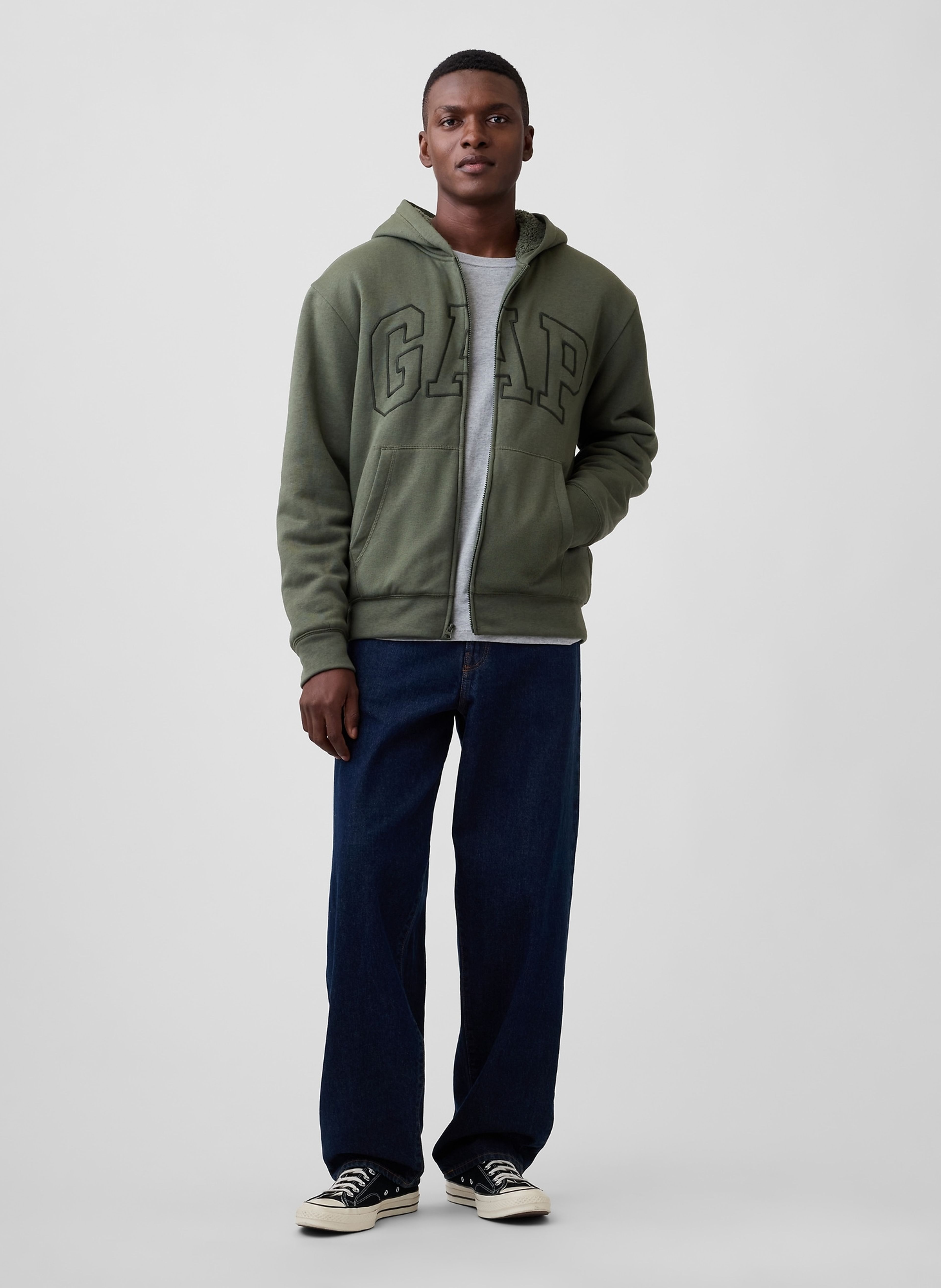 Zateplená sherpa mikina s logom - 002