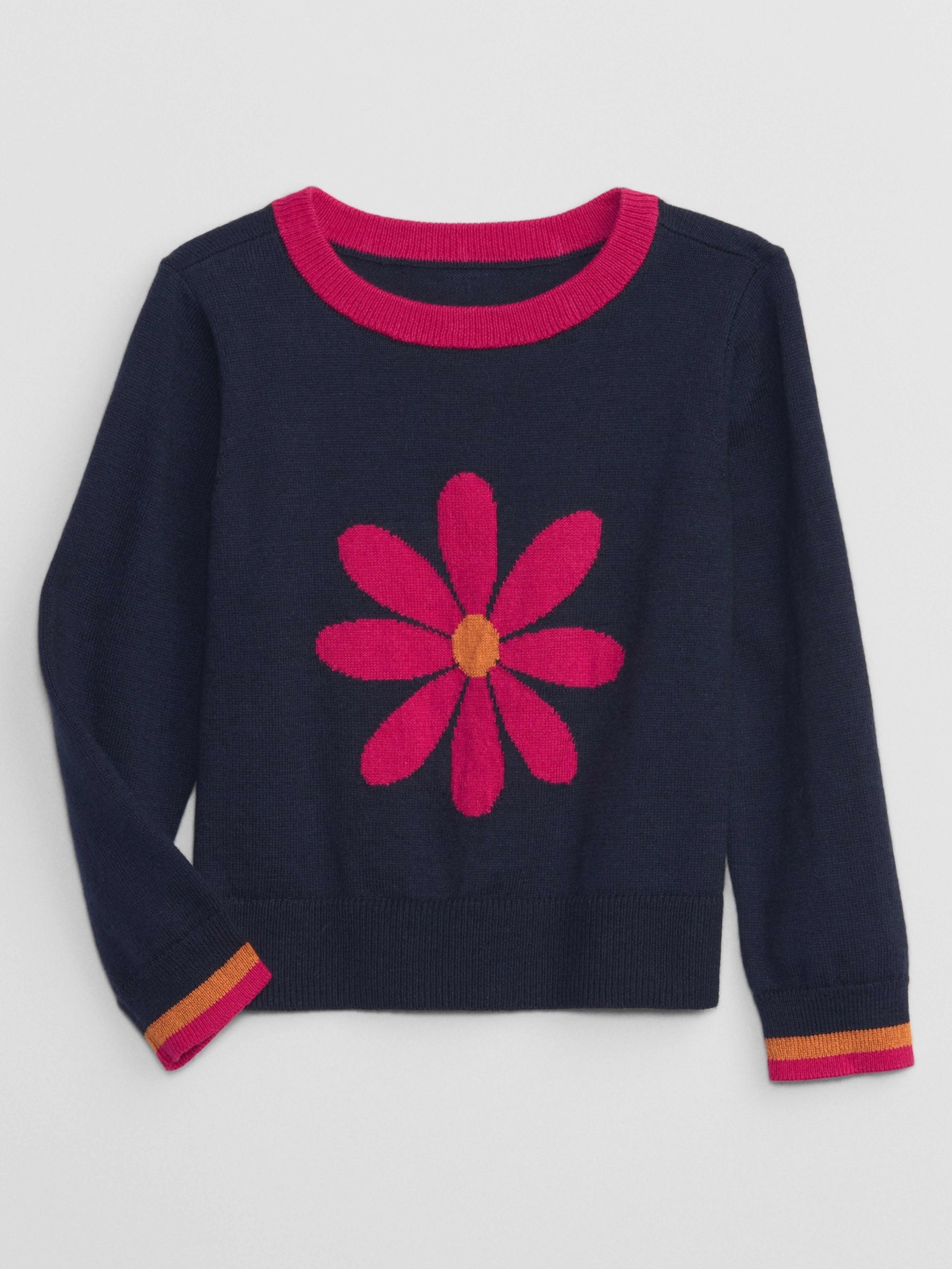 Kinder-Strickpullover mit einer Blume