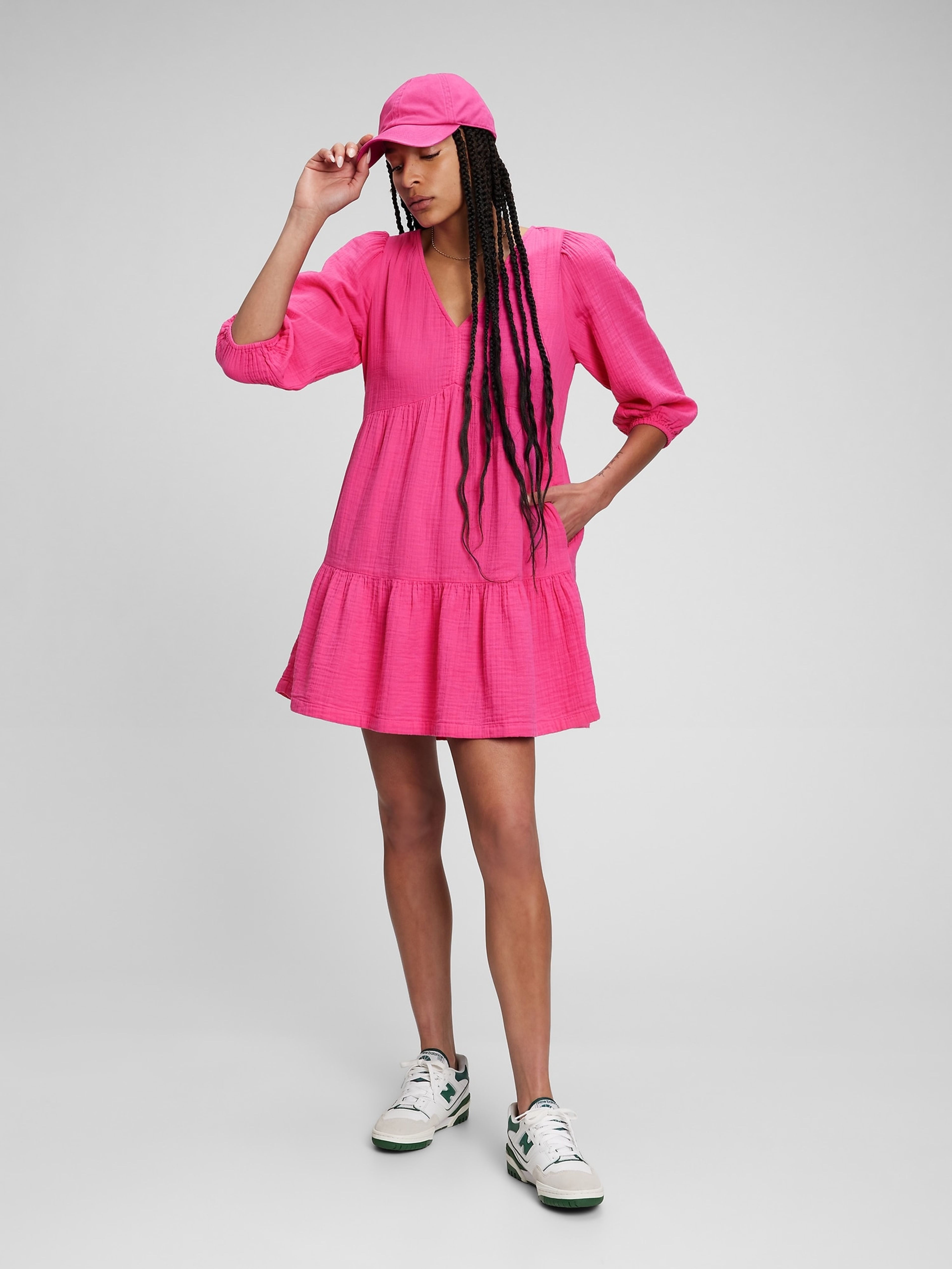 Bavlněné volánové mini šaty