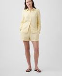 Pantaloni scurți din amestec de in-Galbenă - 004