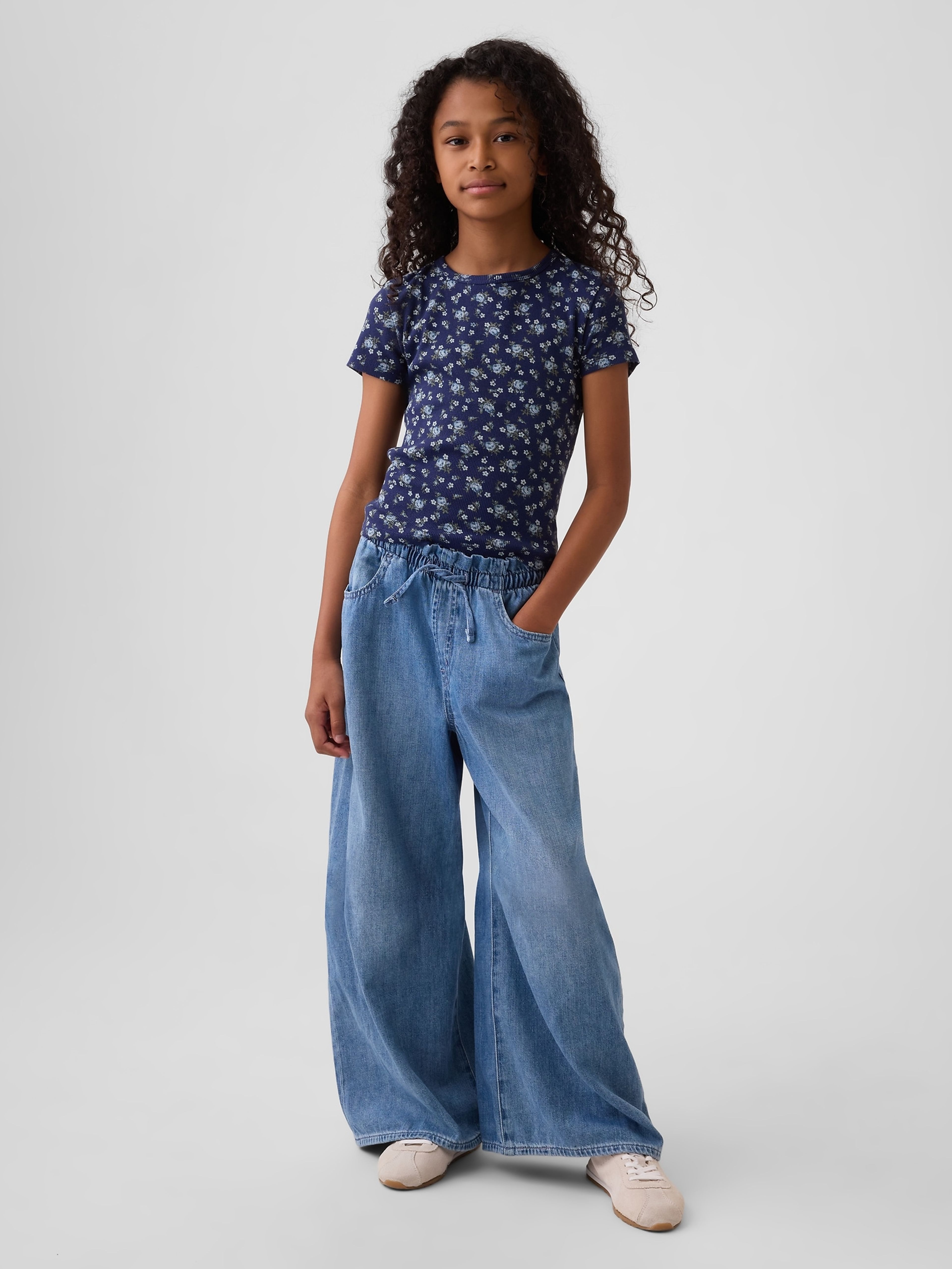 Kinder Mid Rise Pull-On Baggy Jeans - 001
