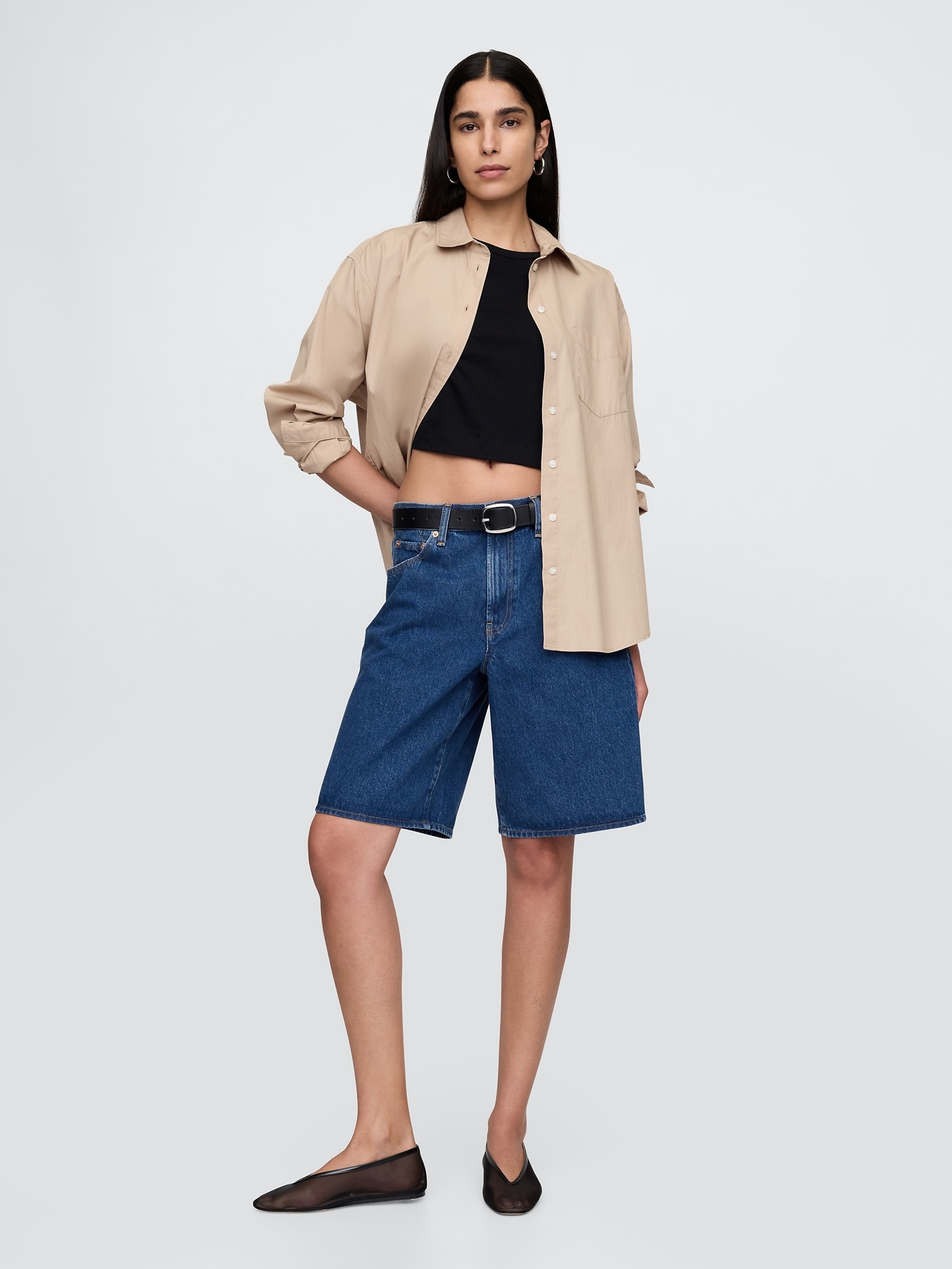 Jeansowe szorty Mid Rise Longline