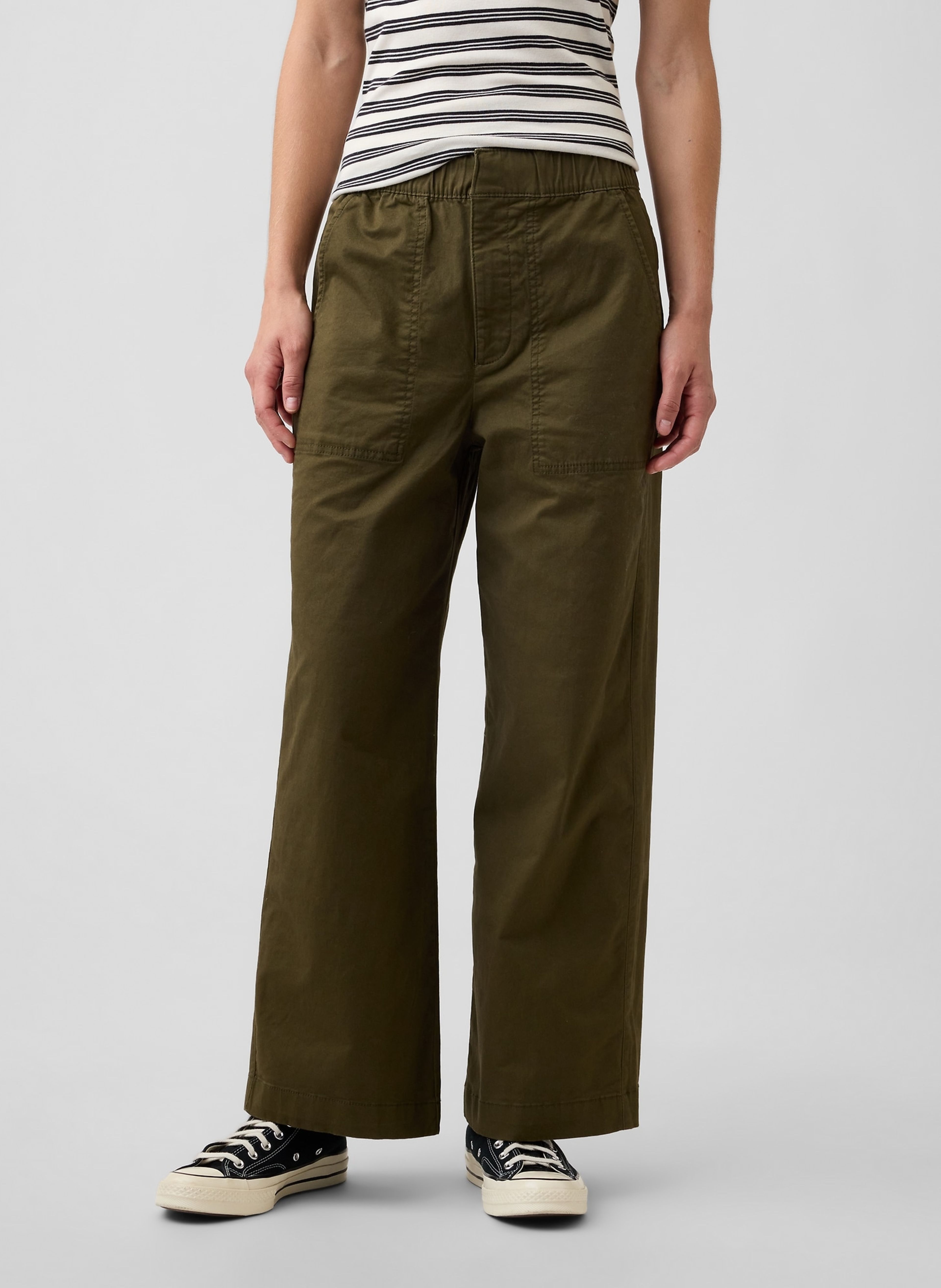Mid Rise Wide-Leg Khakihose - 002