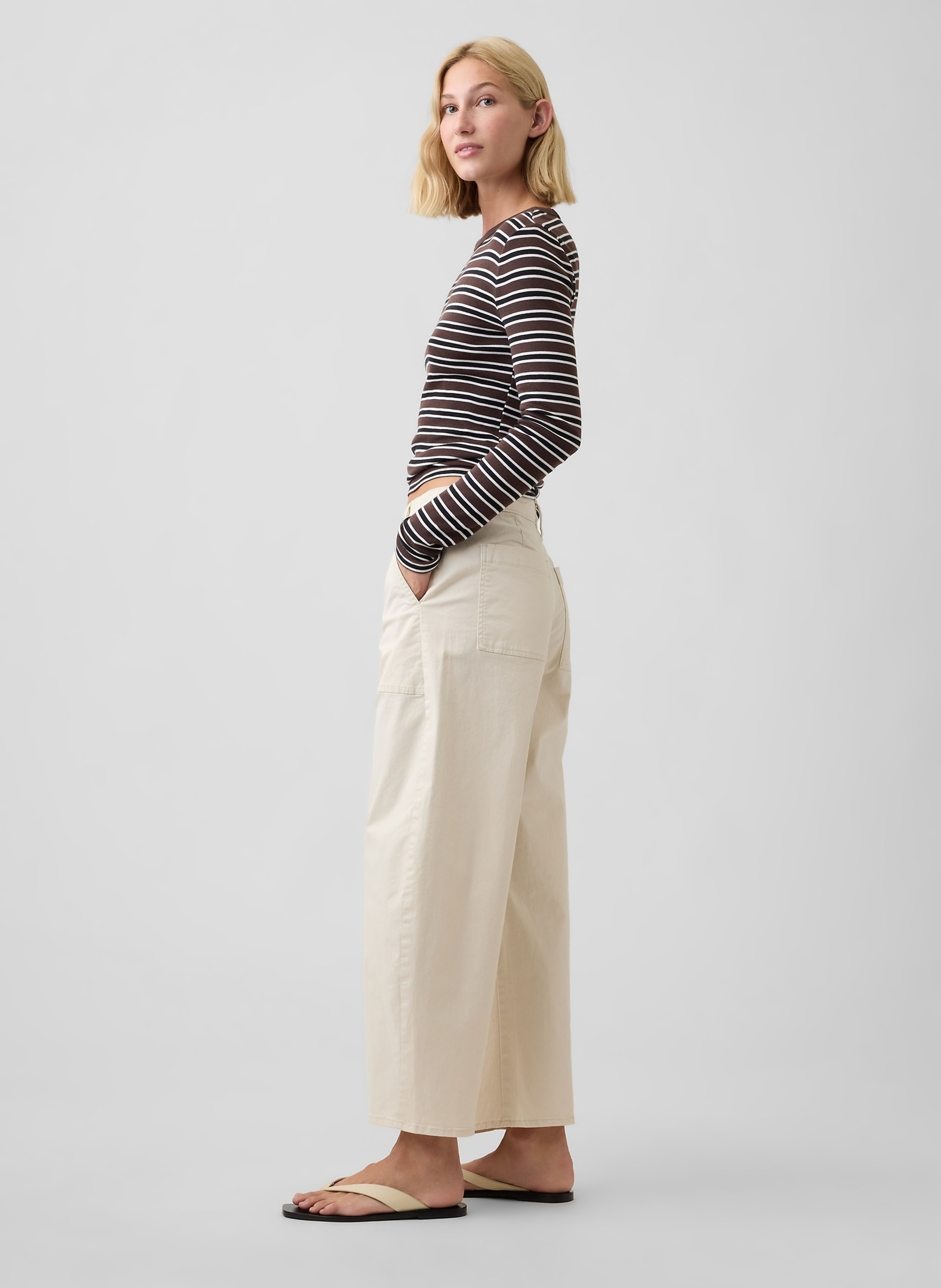 Mid Rise barrel khakibroek - 003
