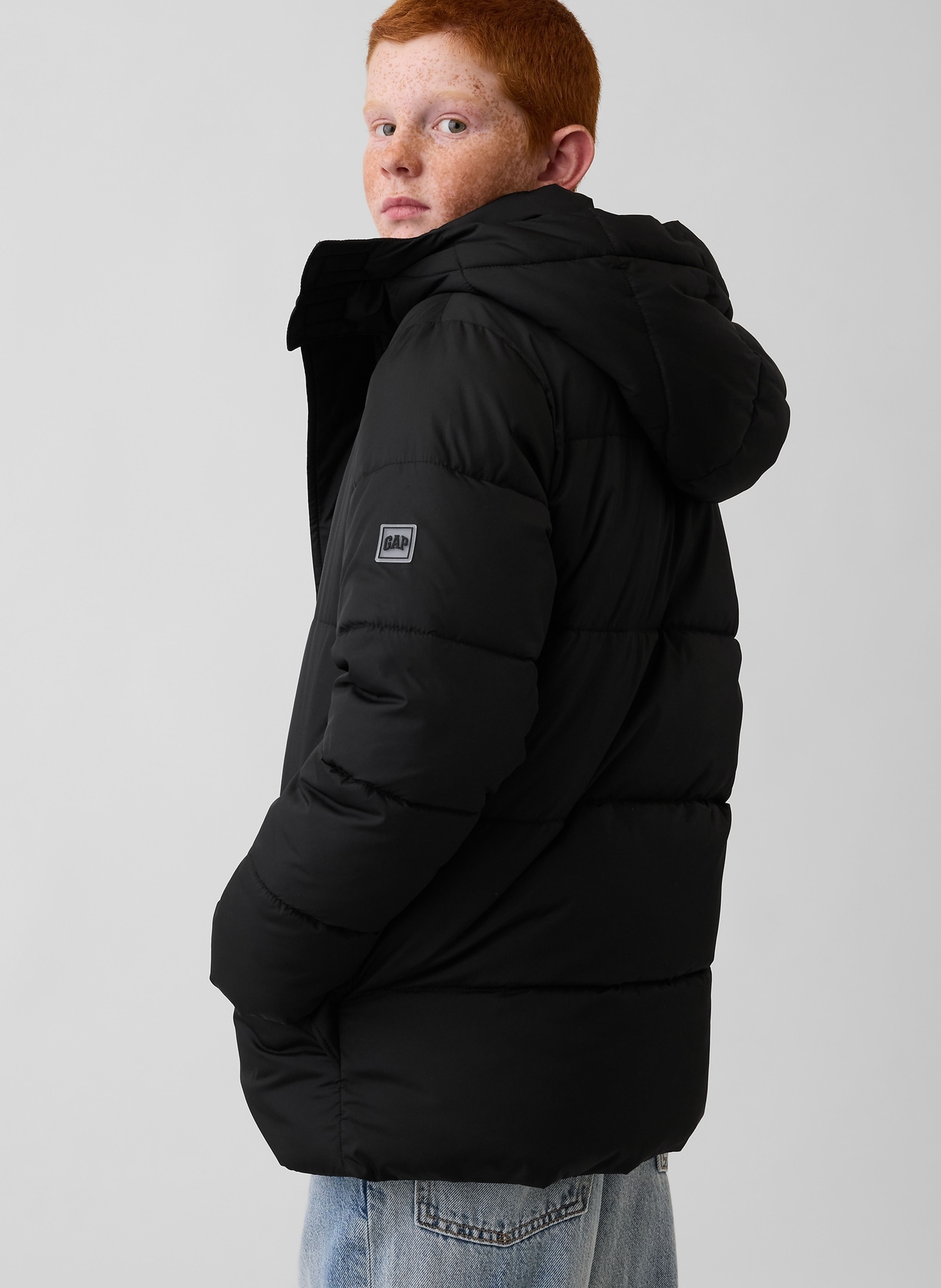 Dětská prošívaná parka s logem - 003