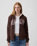 Ocieplana bluza sherpa z logo-Brązowy - 001