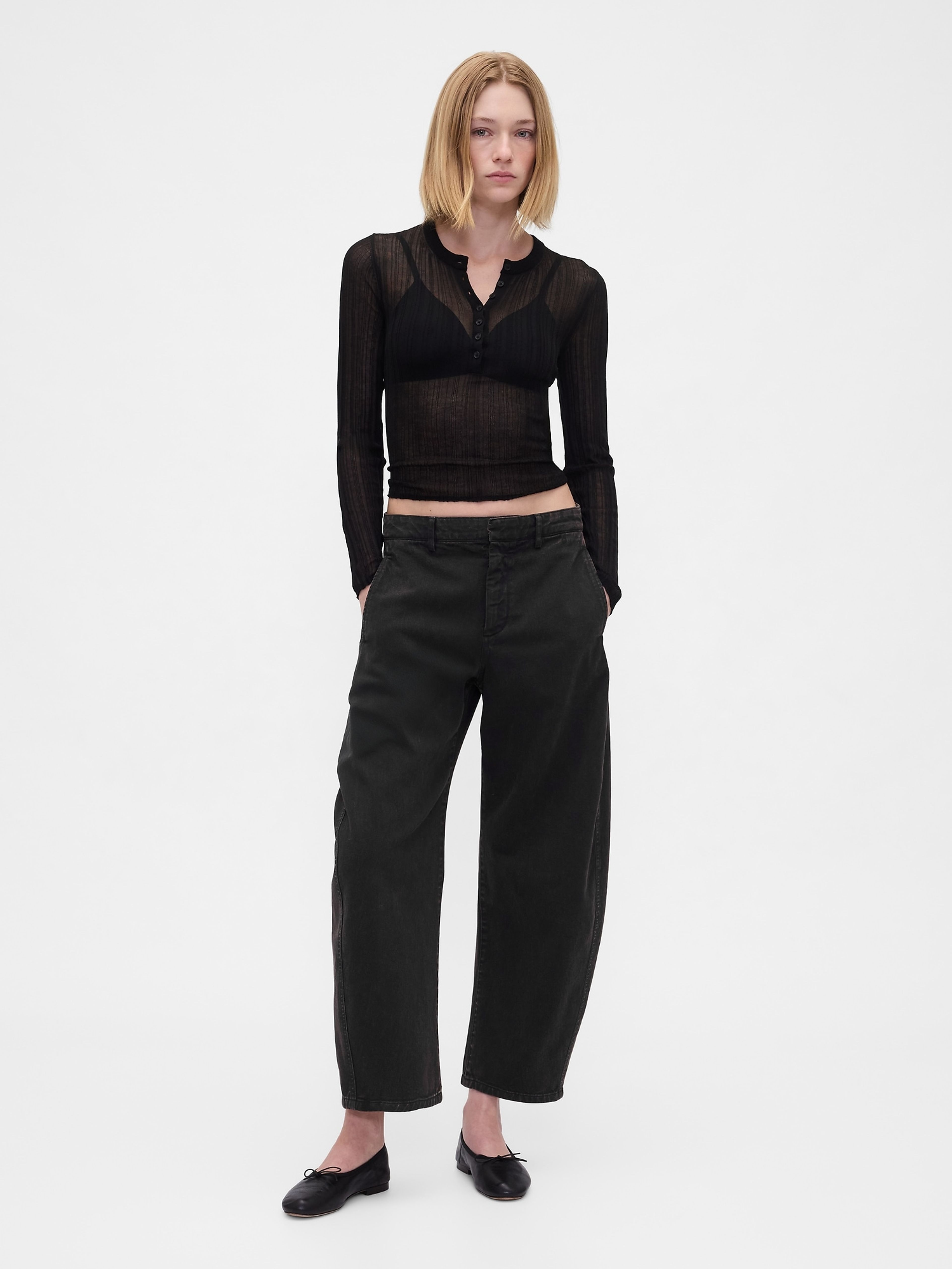 Damen-Hose Mid Rise Twill Barrel
