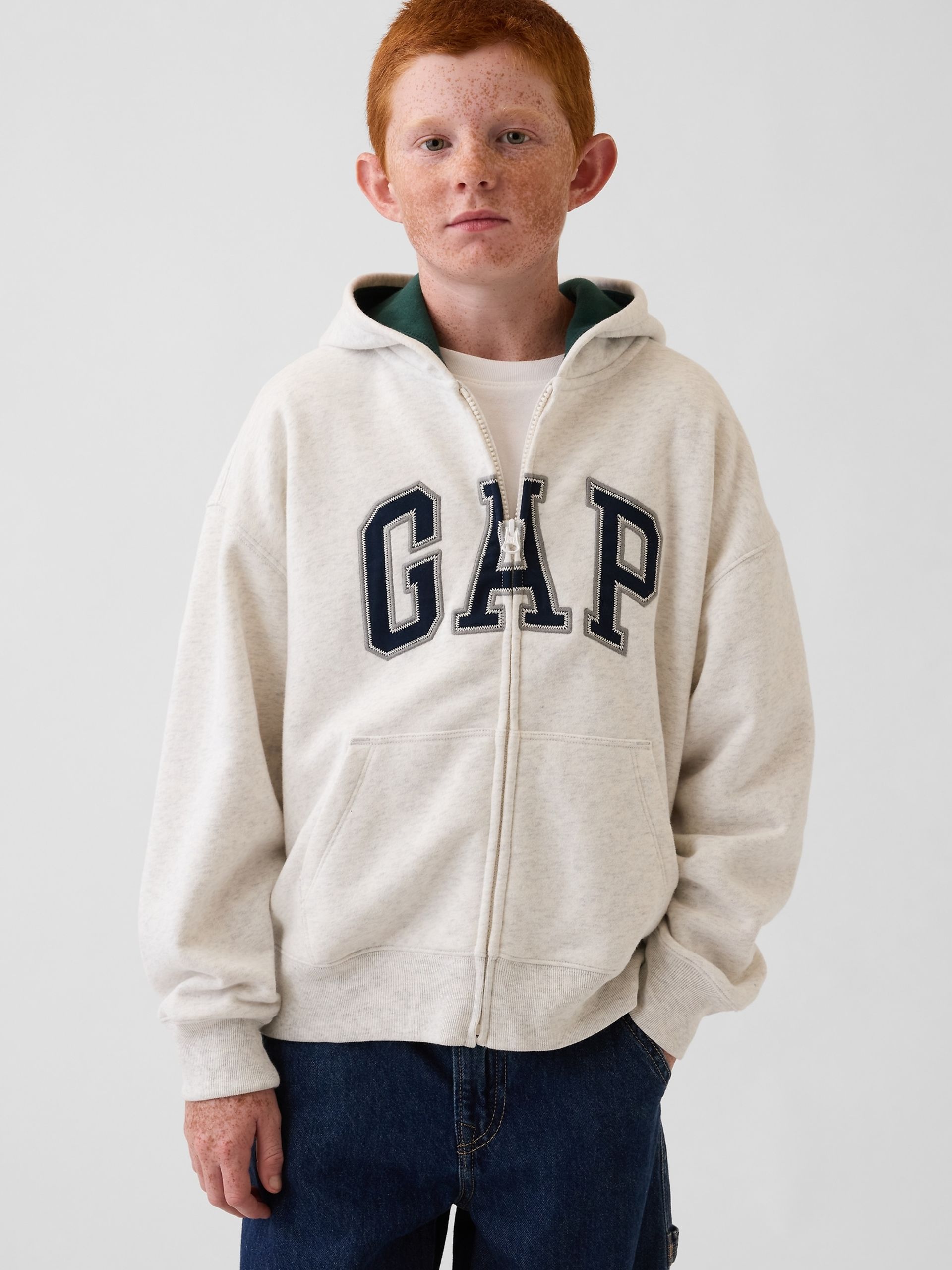 Felpa con cappuccio bambini VintageSoft con logo - 001