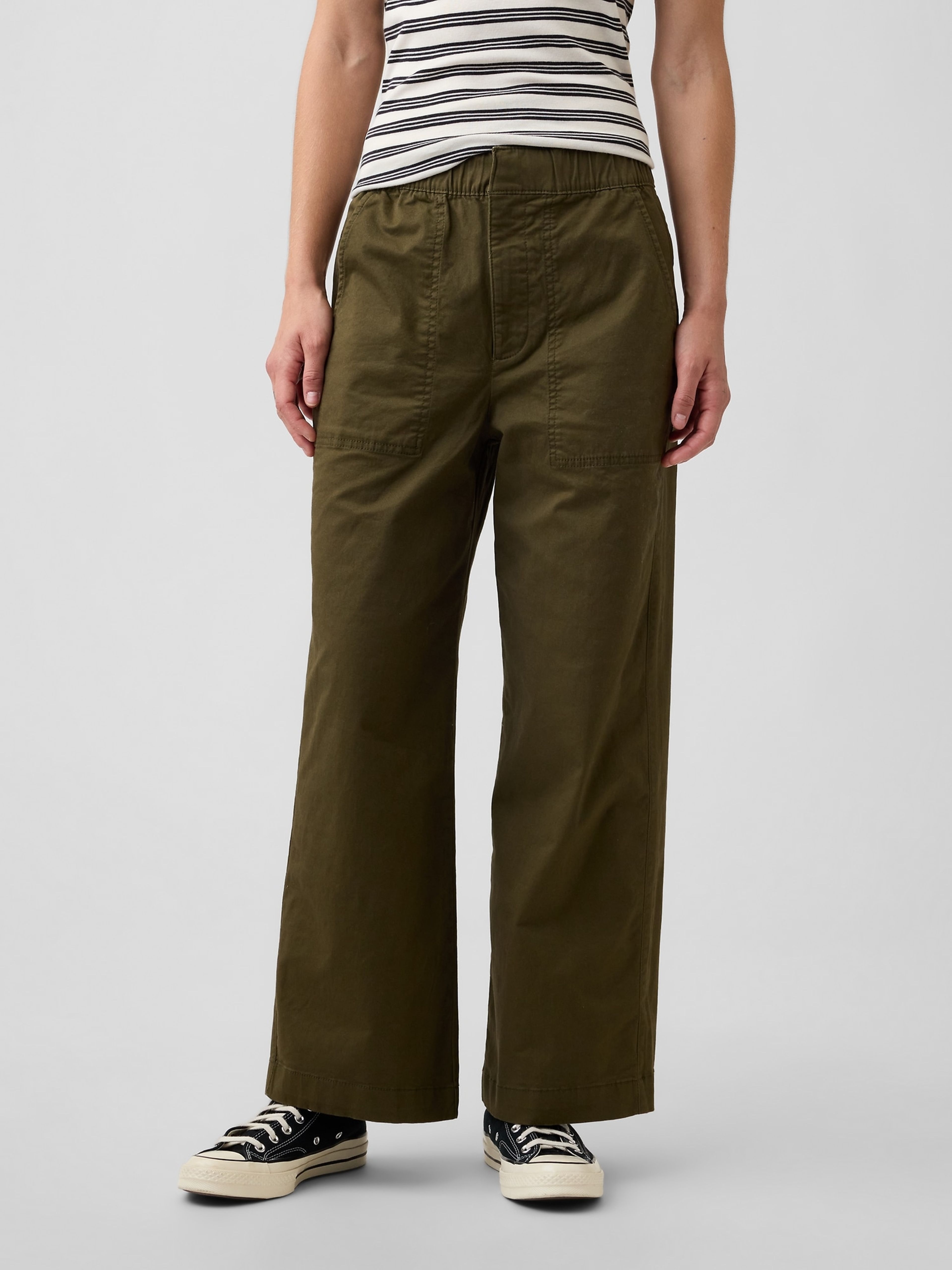 Mid Rise Wide-Leg Khakihose - 002