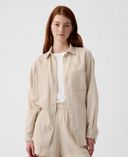 Mušelínová oversize košeľa-Béžová - 001