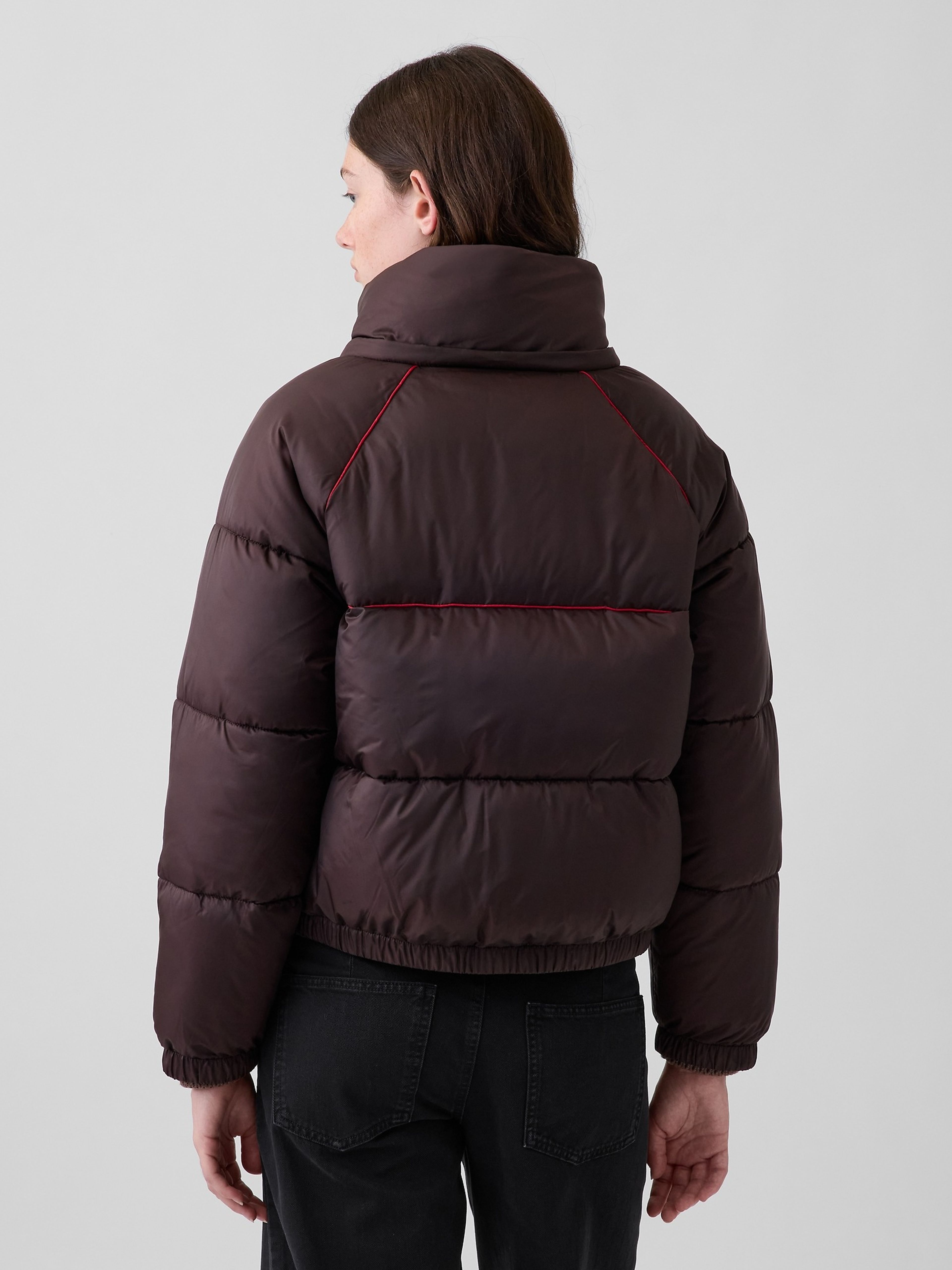 Oversize crop prešívaná bunda s logom - 003