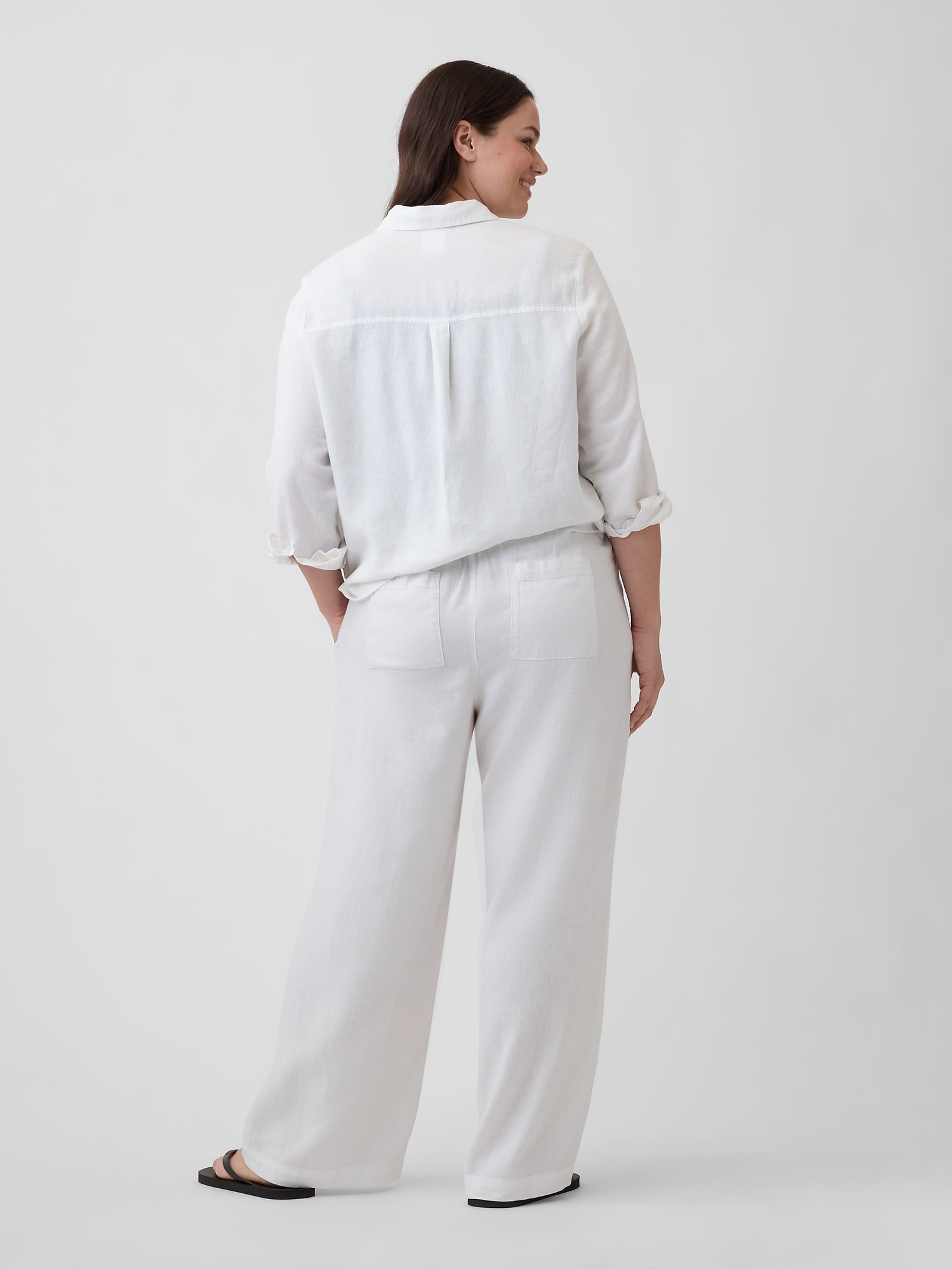 Wide-Leg nadrág lenkeverékből - 006