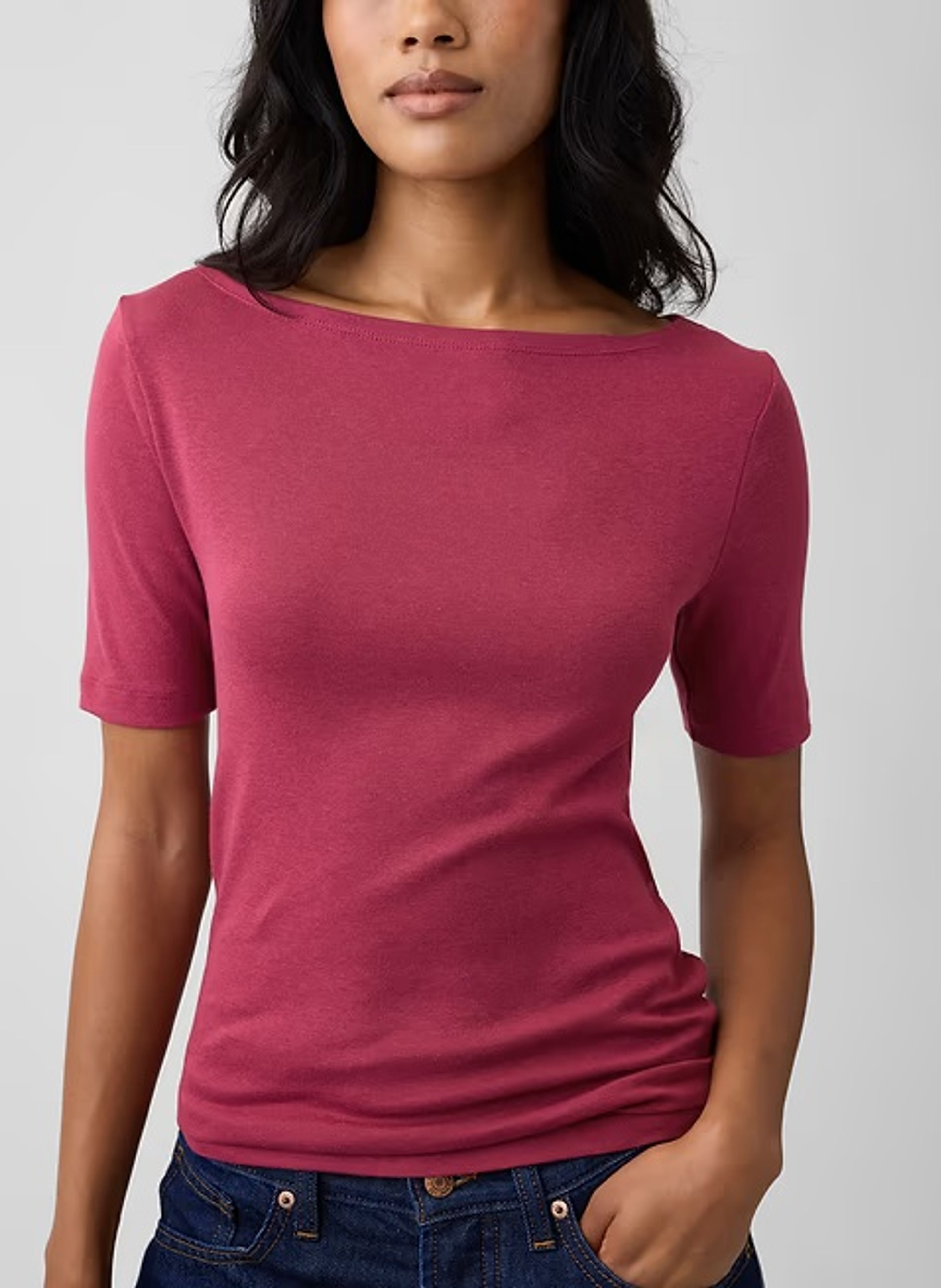 Camiseta de canalé con escote barco - 004