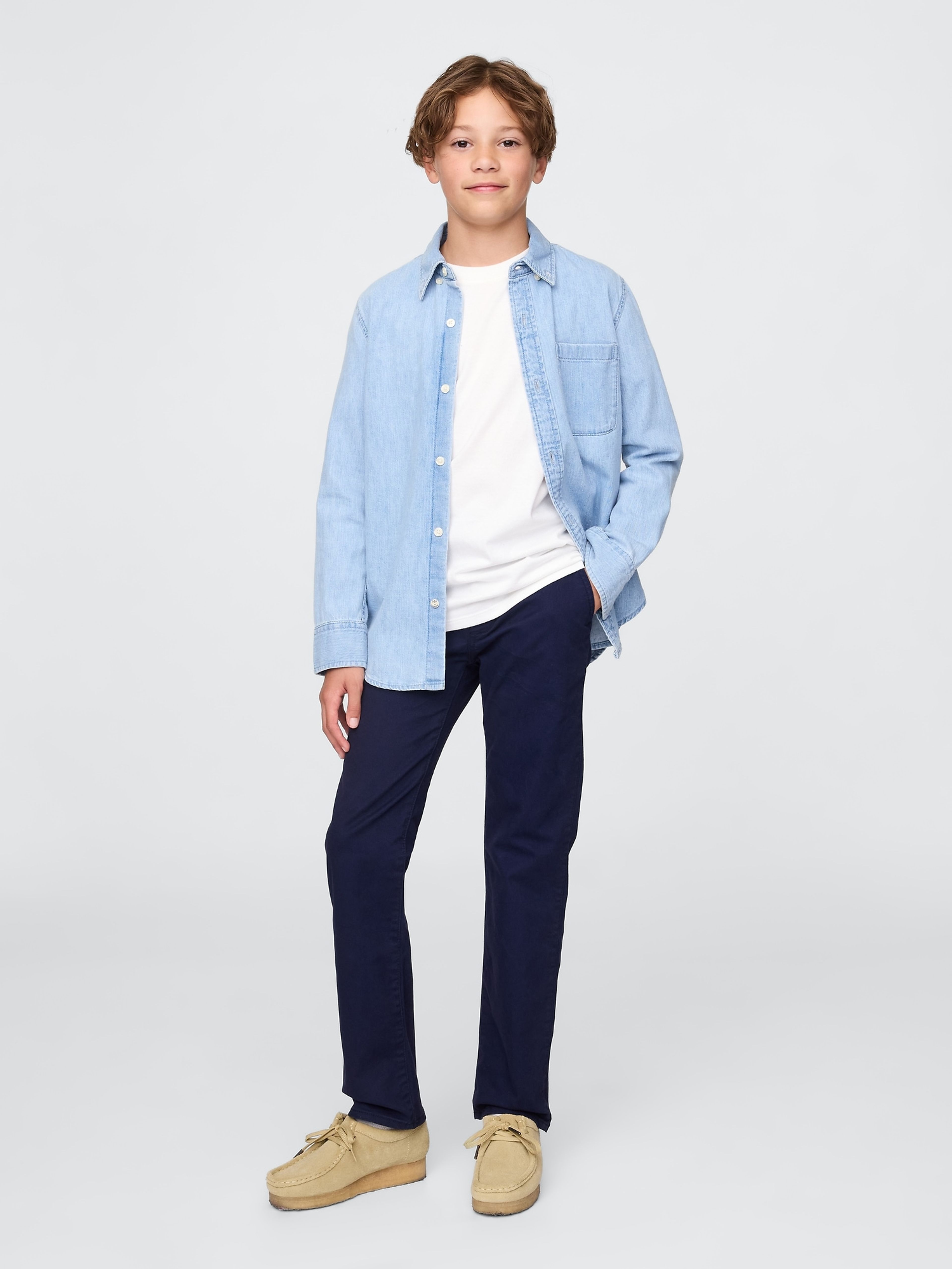 Spodnie dziecięce khaki Straight Stretch - 001