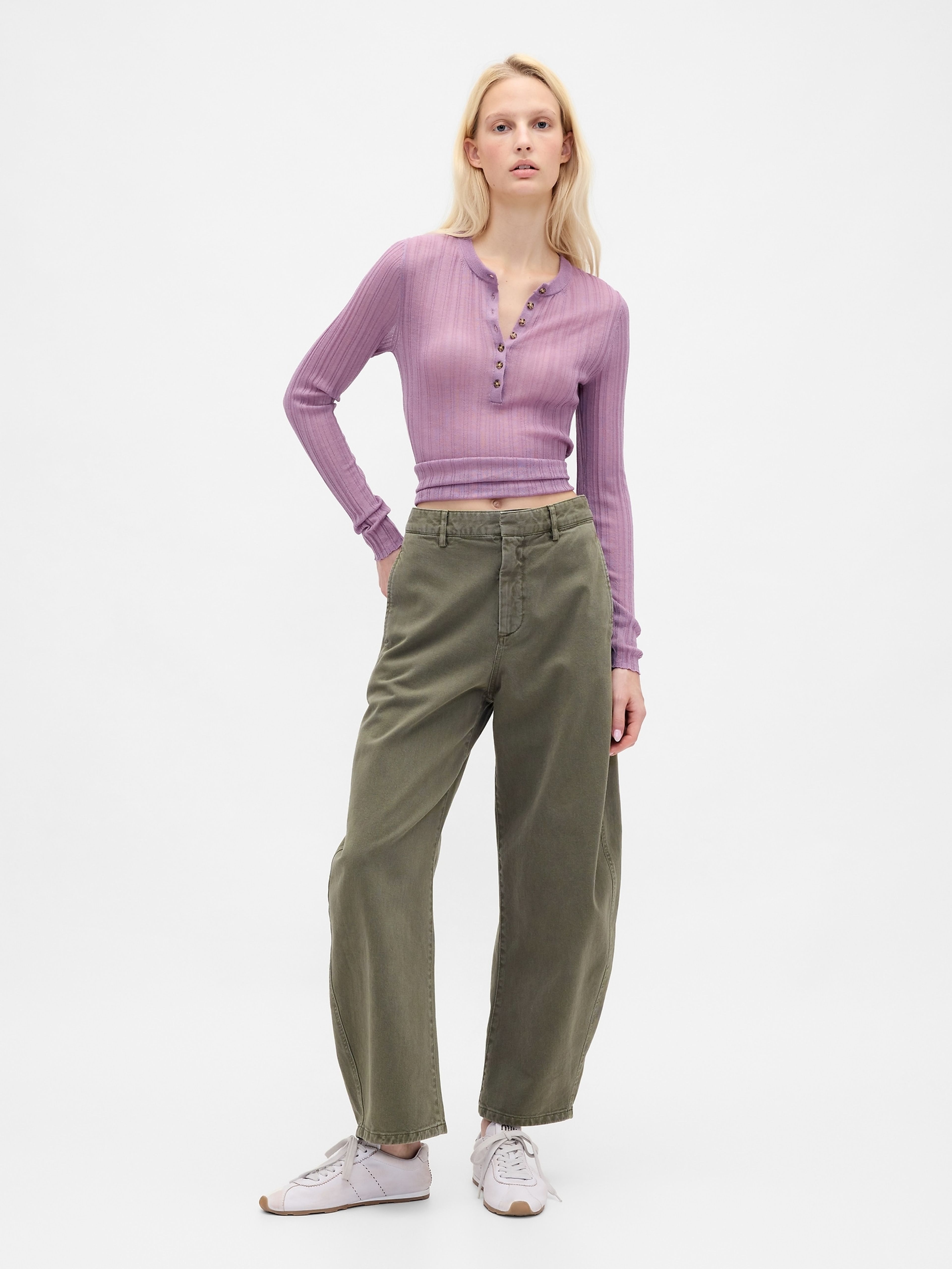 Damen-Hose Mid Rise Twill Barrel