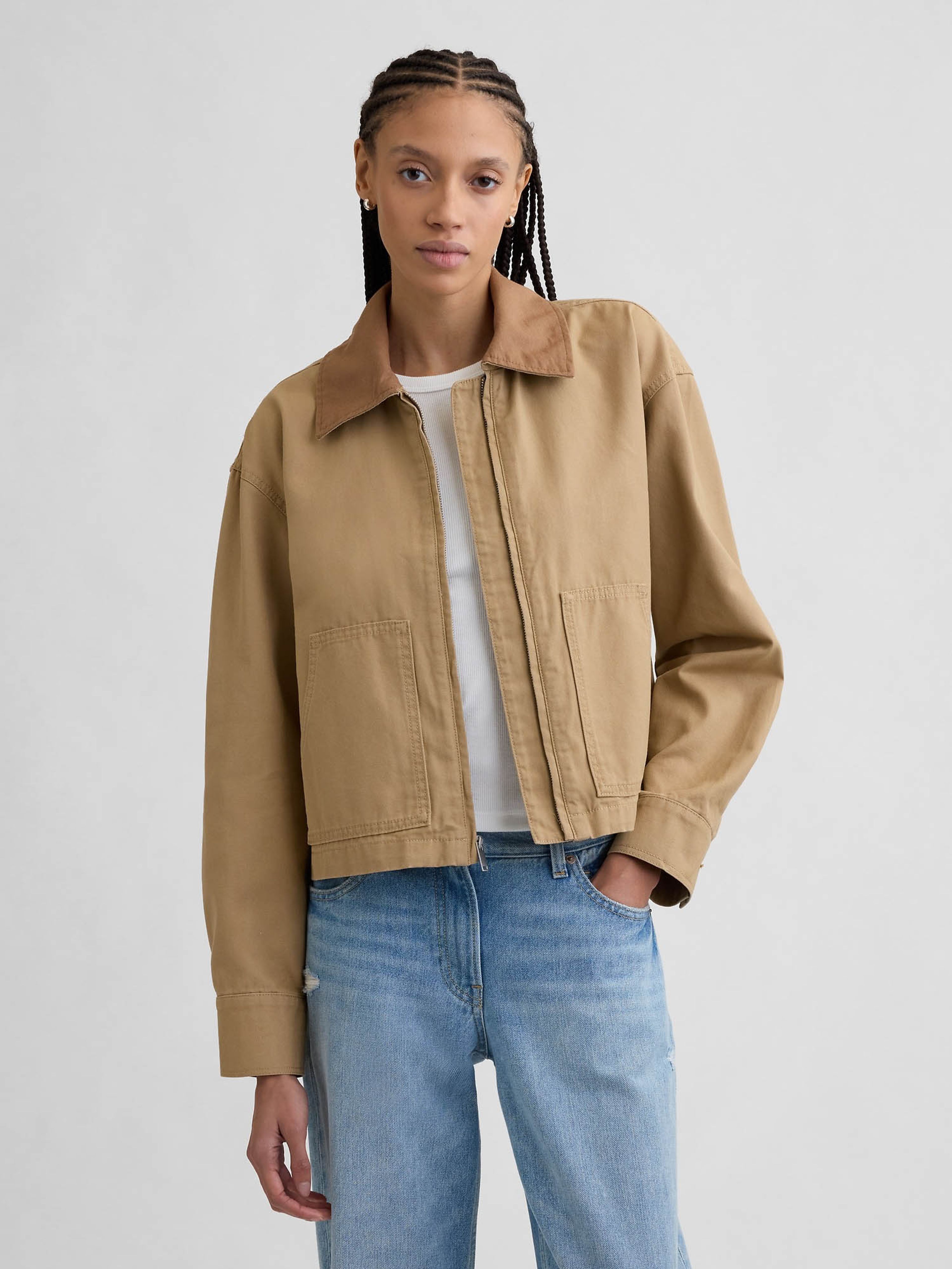 Crop-Jacke aus Canvas