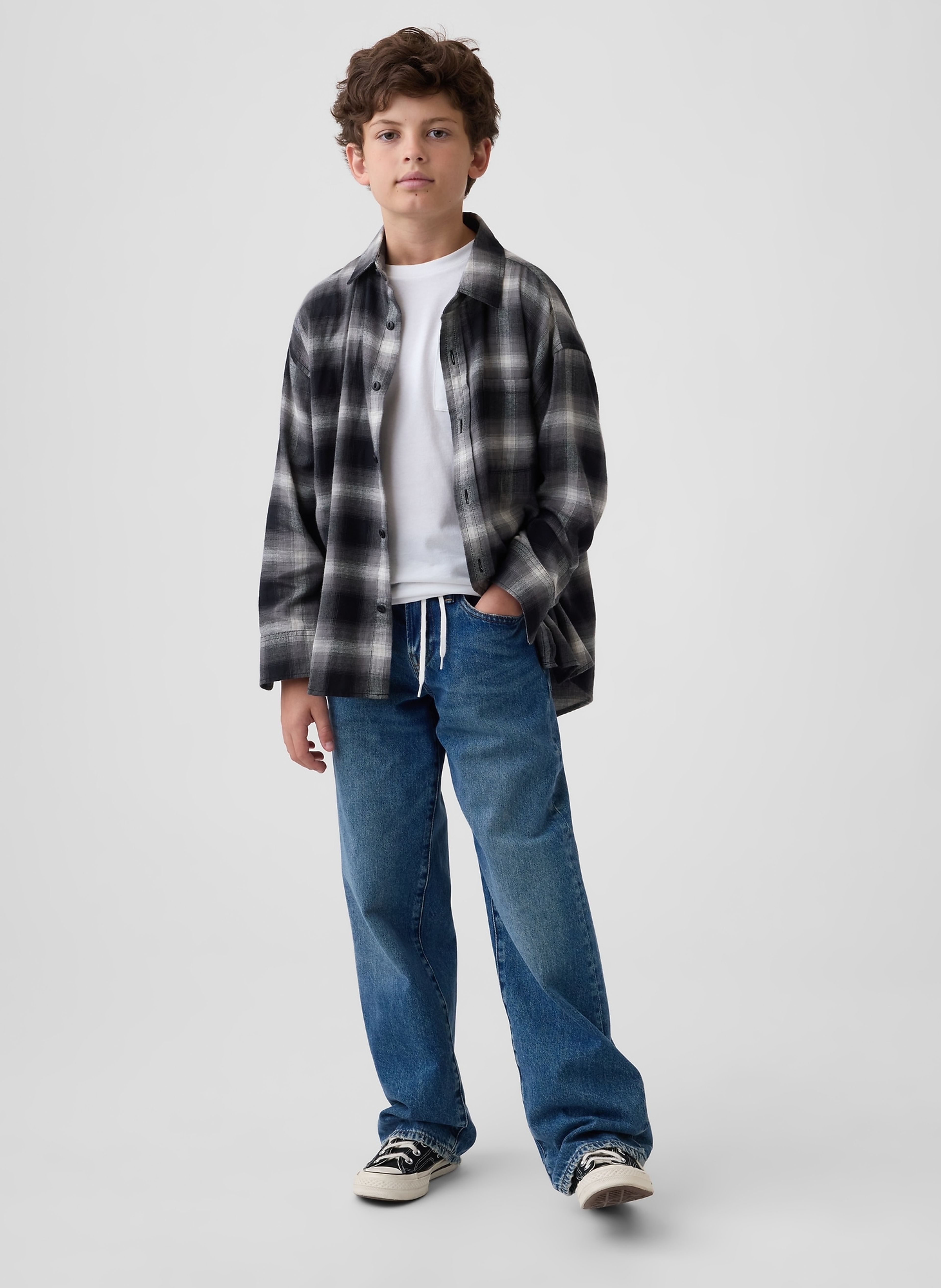Kinder oversize flanellen overhemd - 004