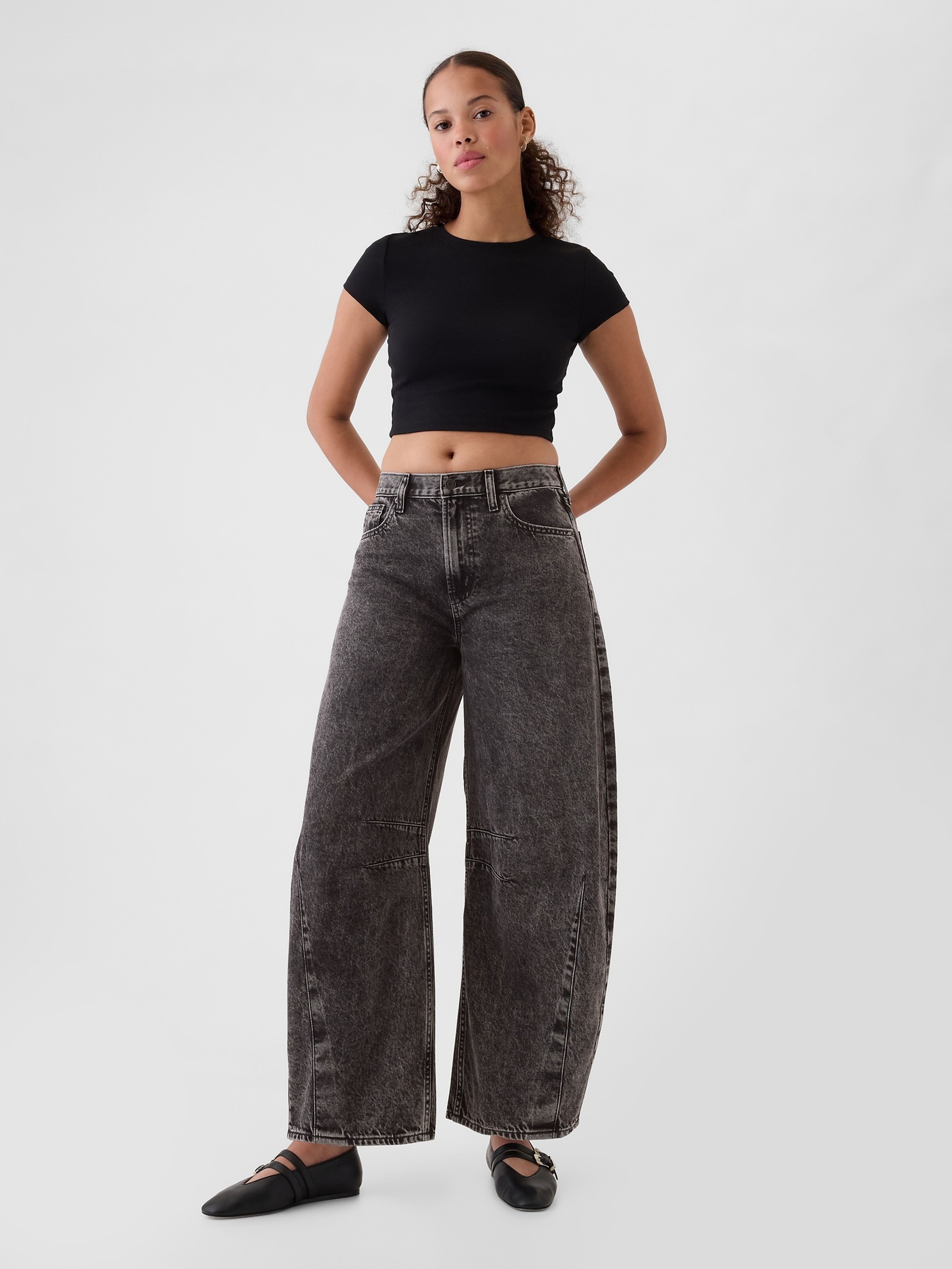 Damen Mid Rise Horseshoe Jeans