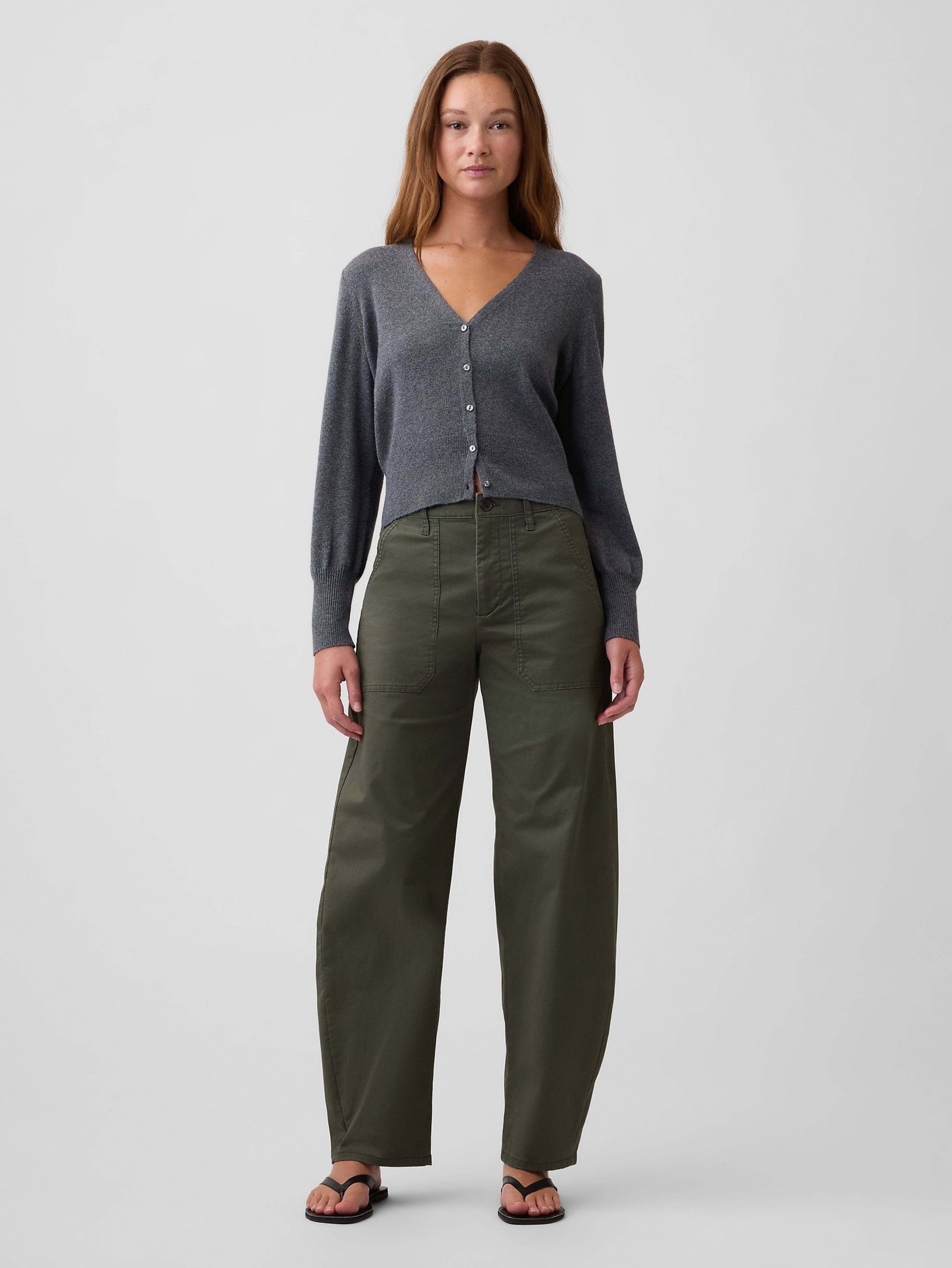 Mid Rise Barrel Khakihose - 001