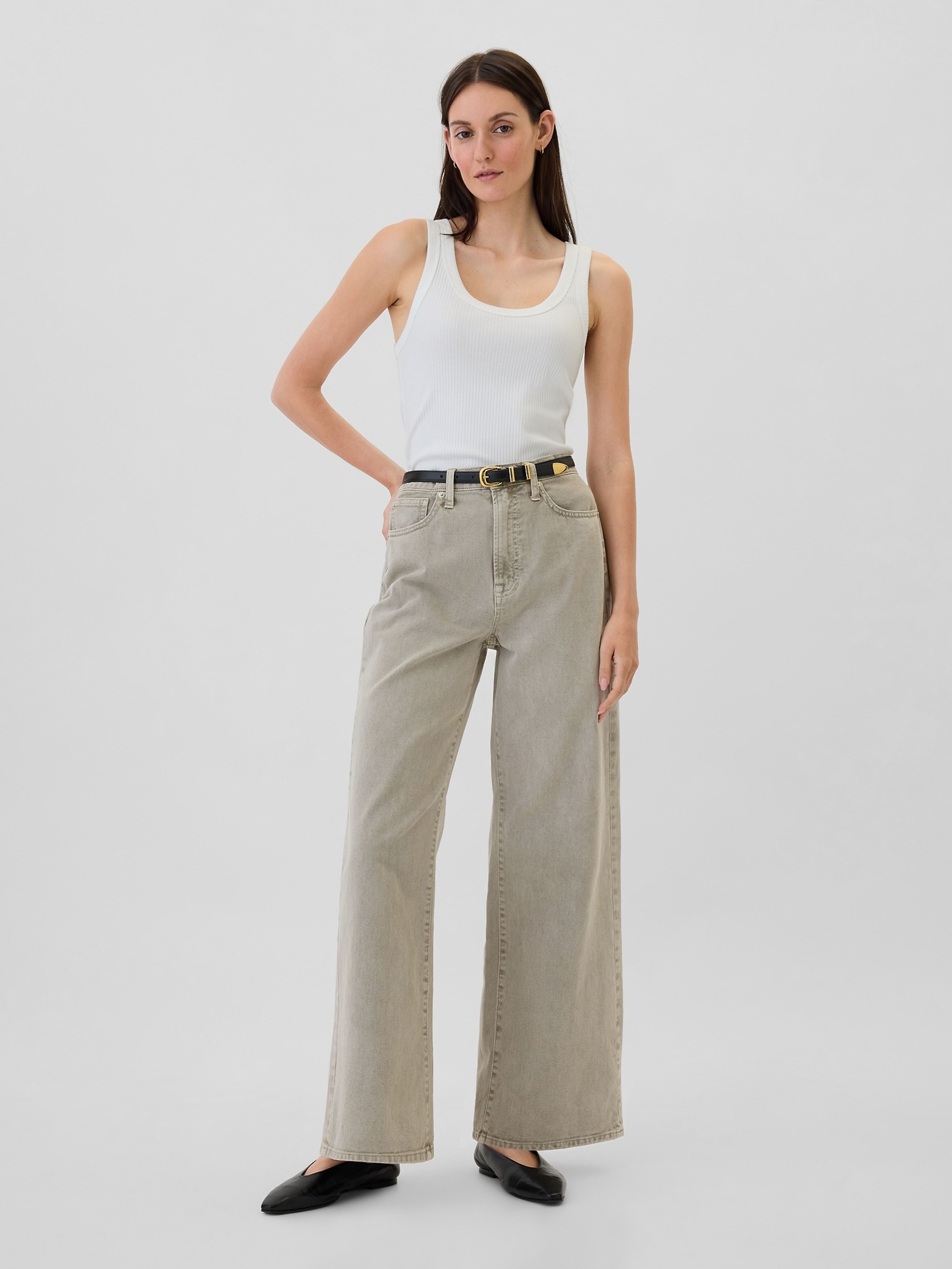 Damen High Rise Wide Jeans