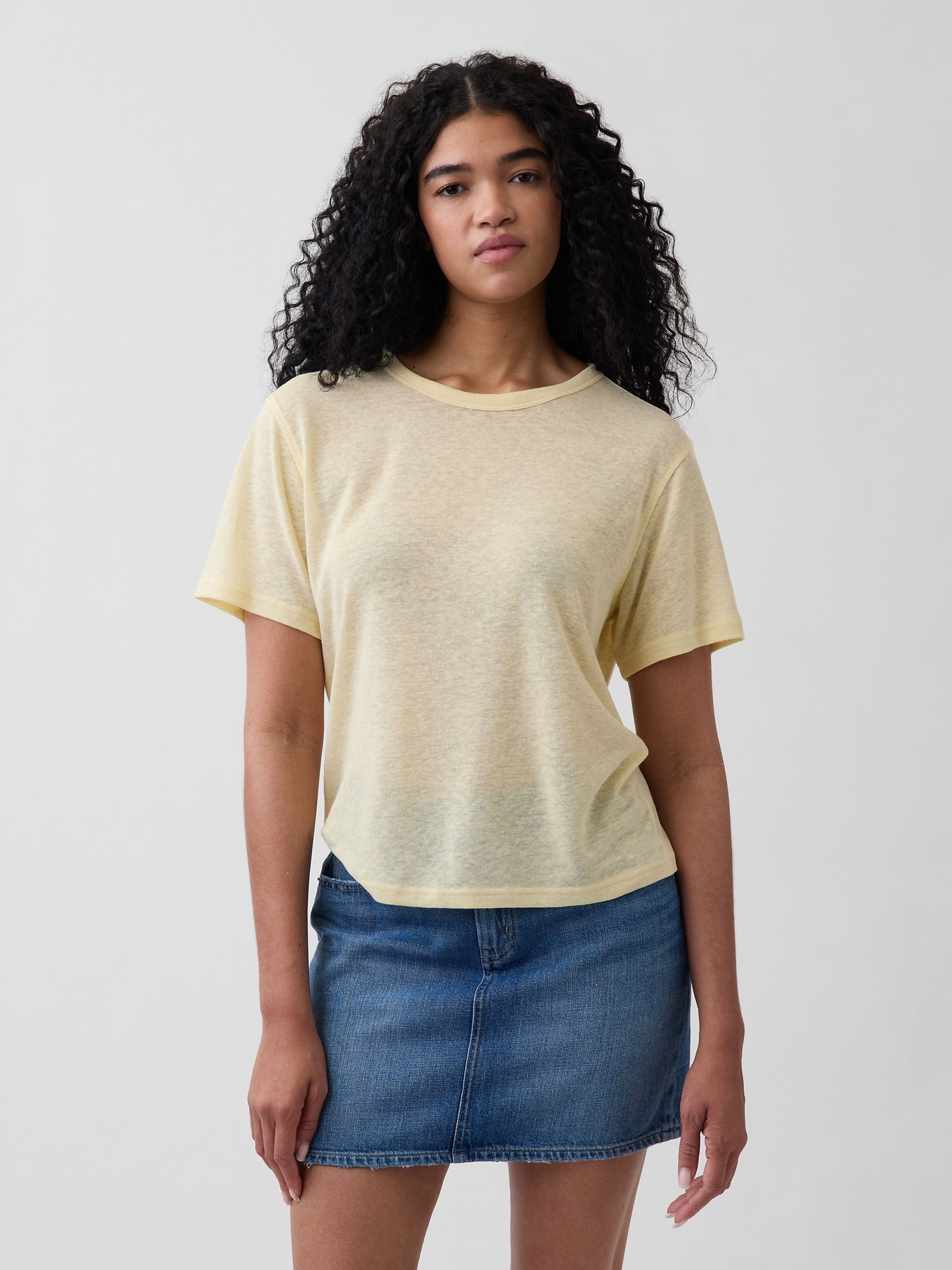T-shirt z domieszką lnu - 001