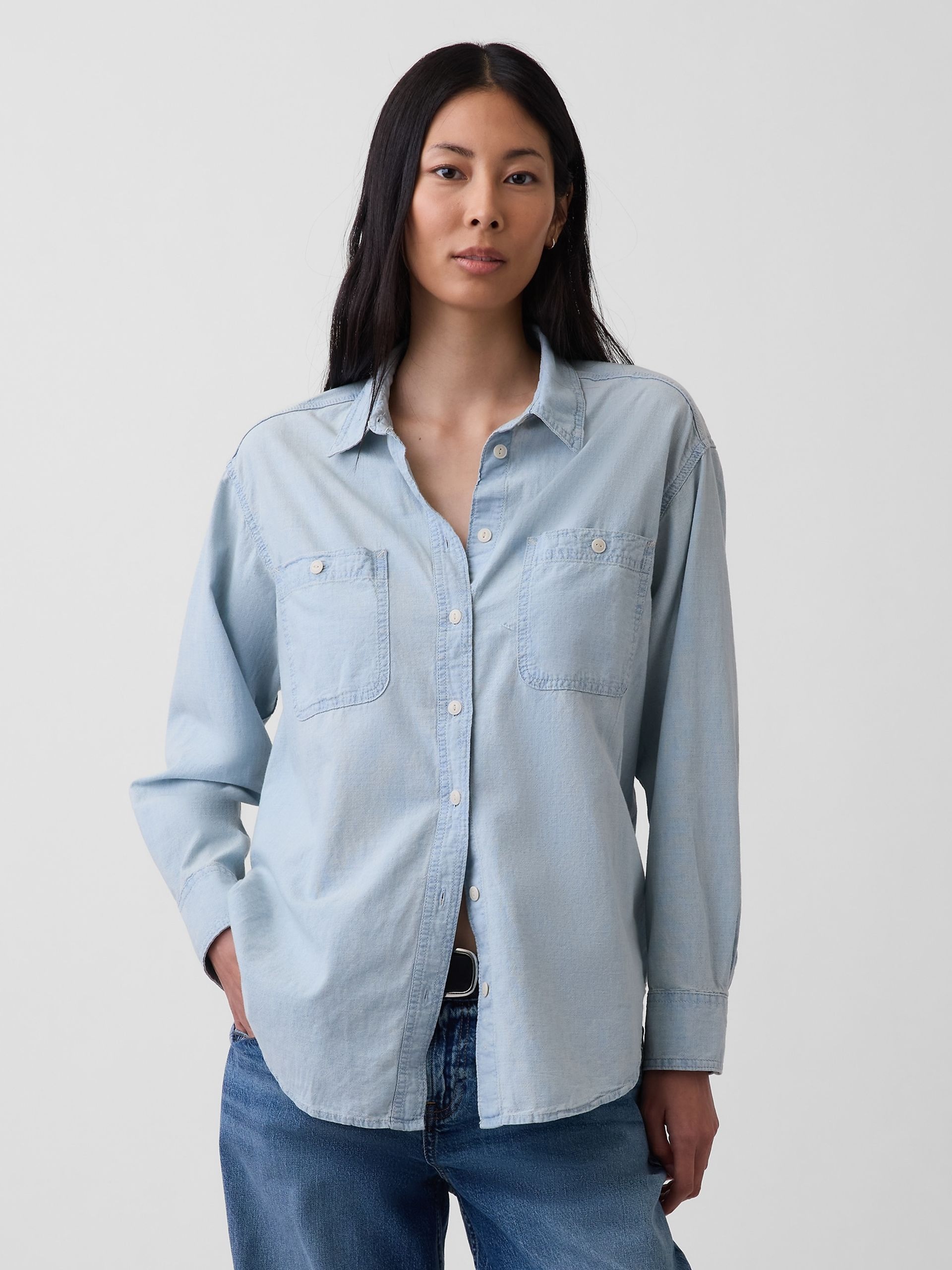Chambray oversize ing Big Shirt - 001