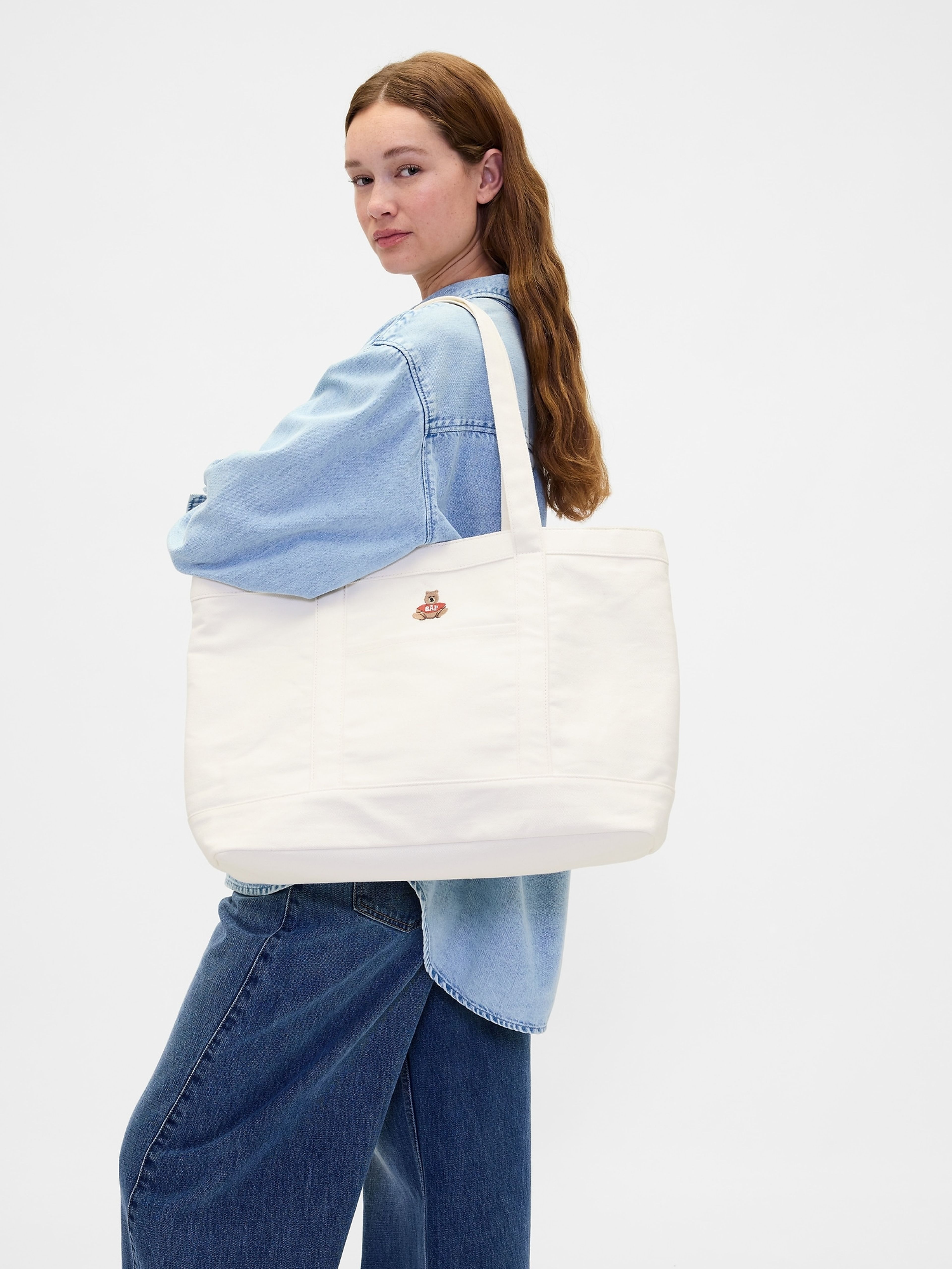 Torba jeansowa z logo Brannan Bear