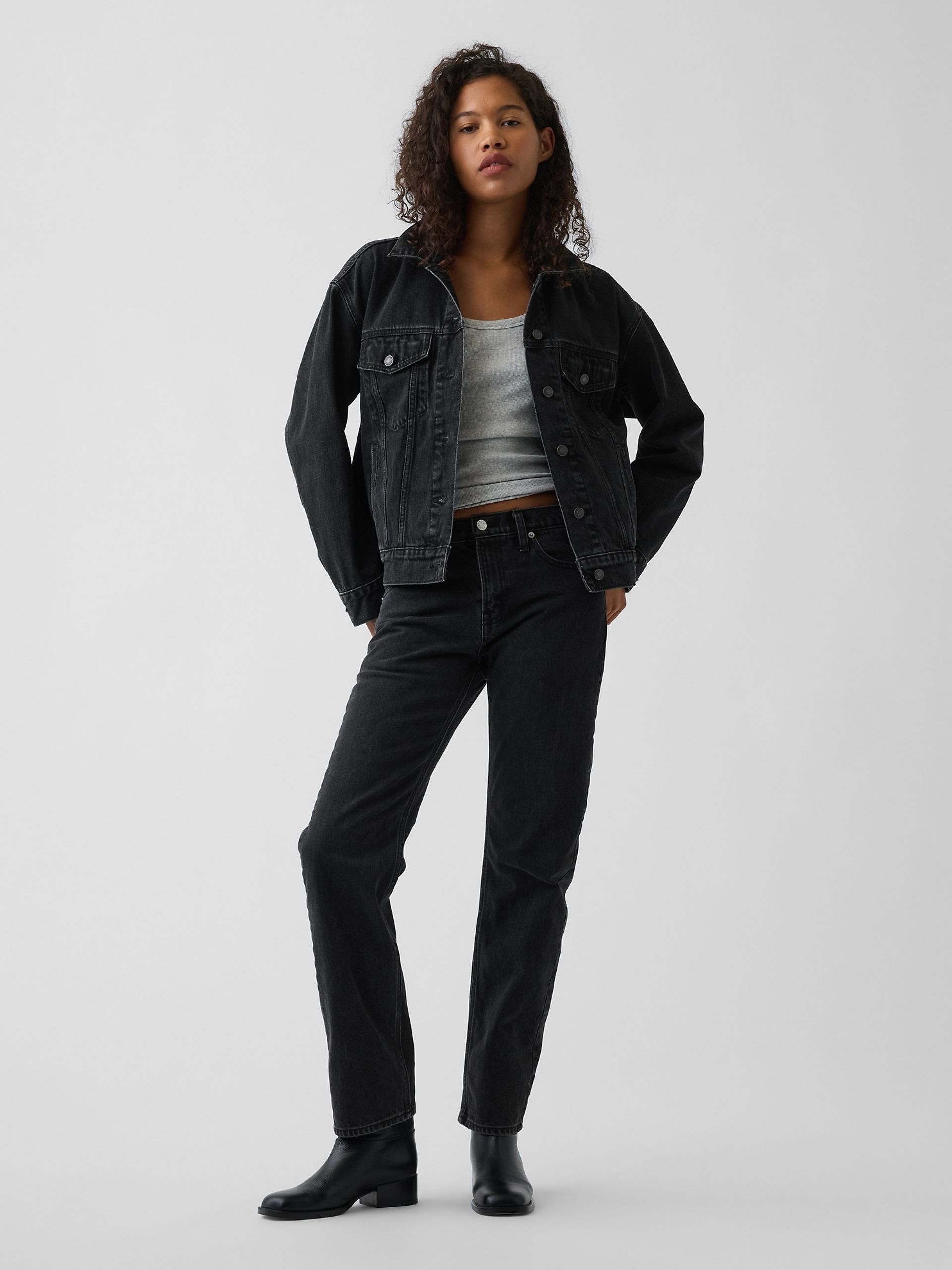 Jean Mid Rise Straight Taper - 001