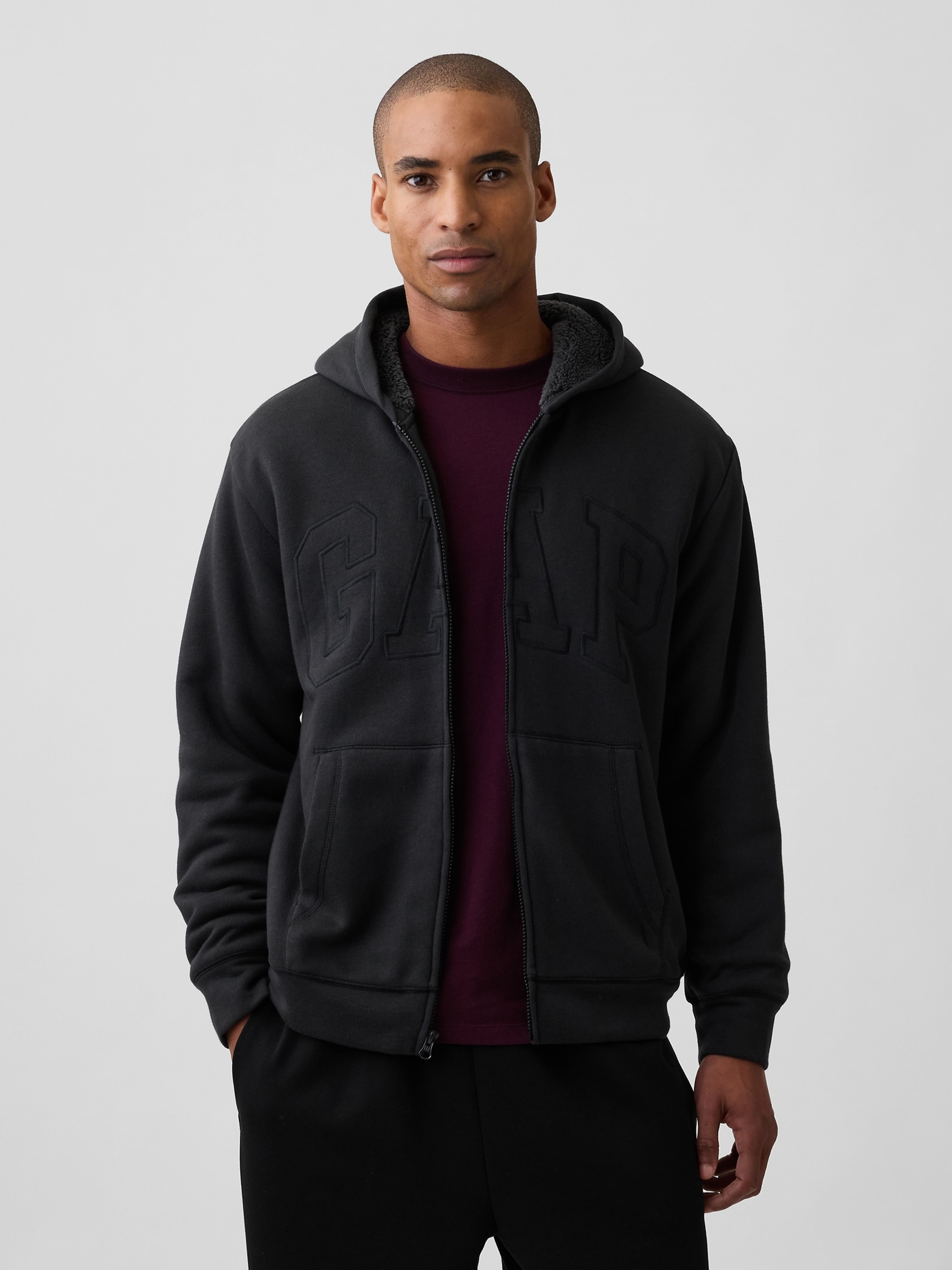 Felpa sherpa imbottita con logo - 001