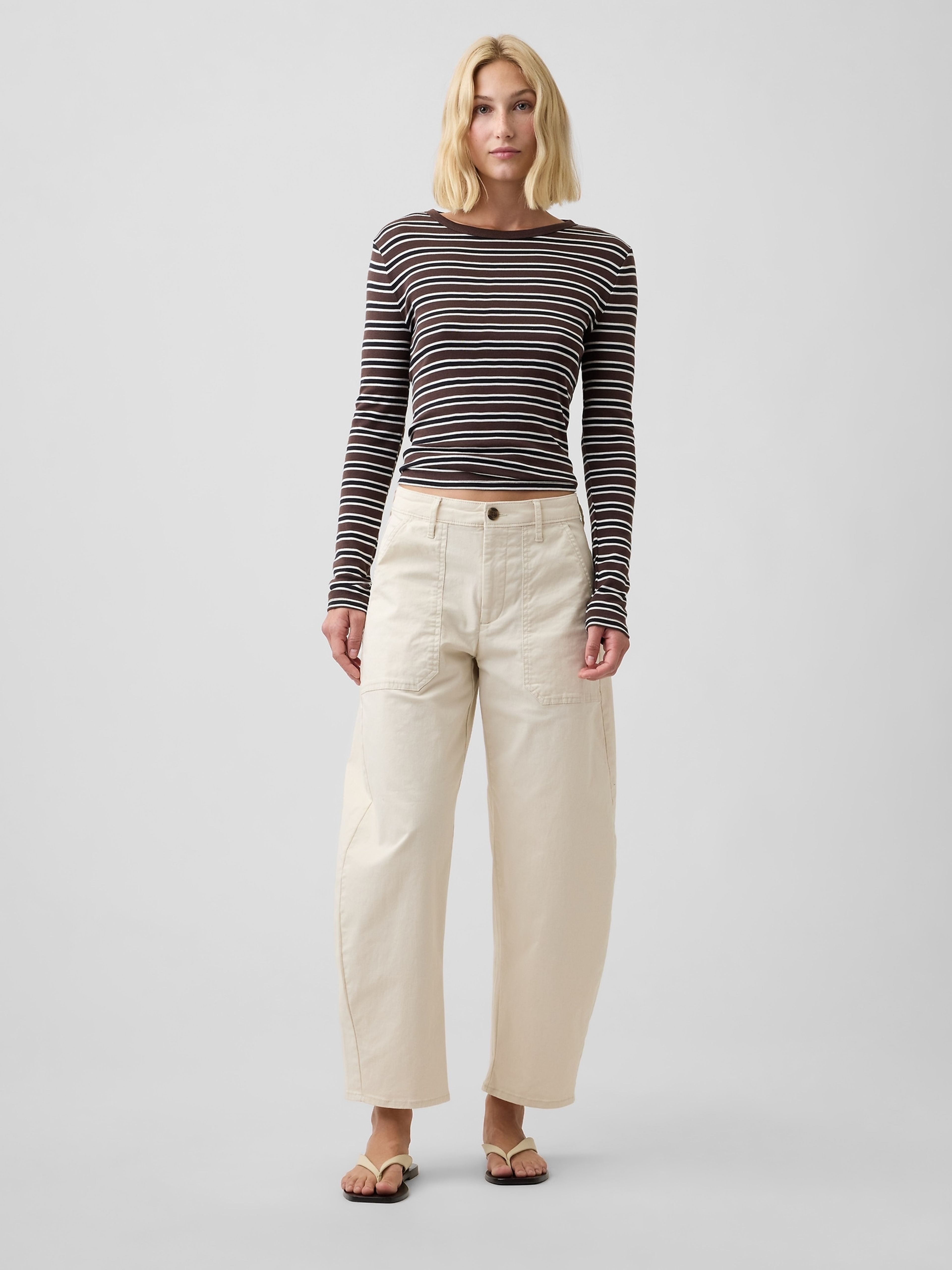 Mid Rise barrel khakibroek - 001
