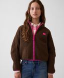 Dziecięca bluza sherpa z logo-Brązowy - 001